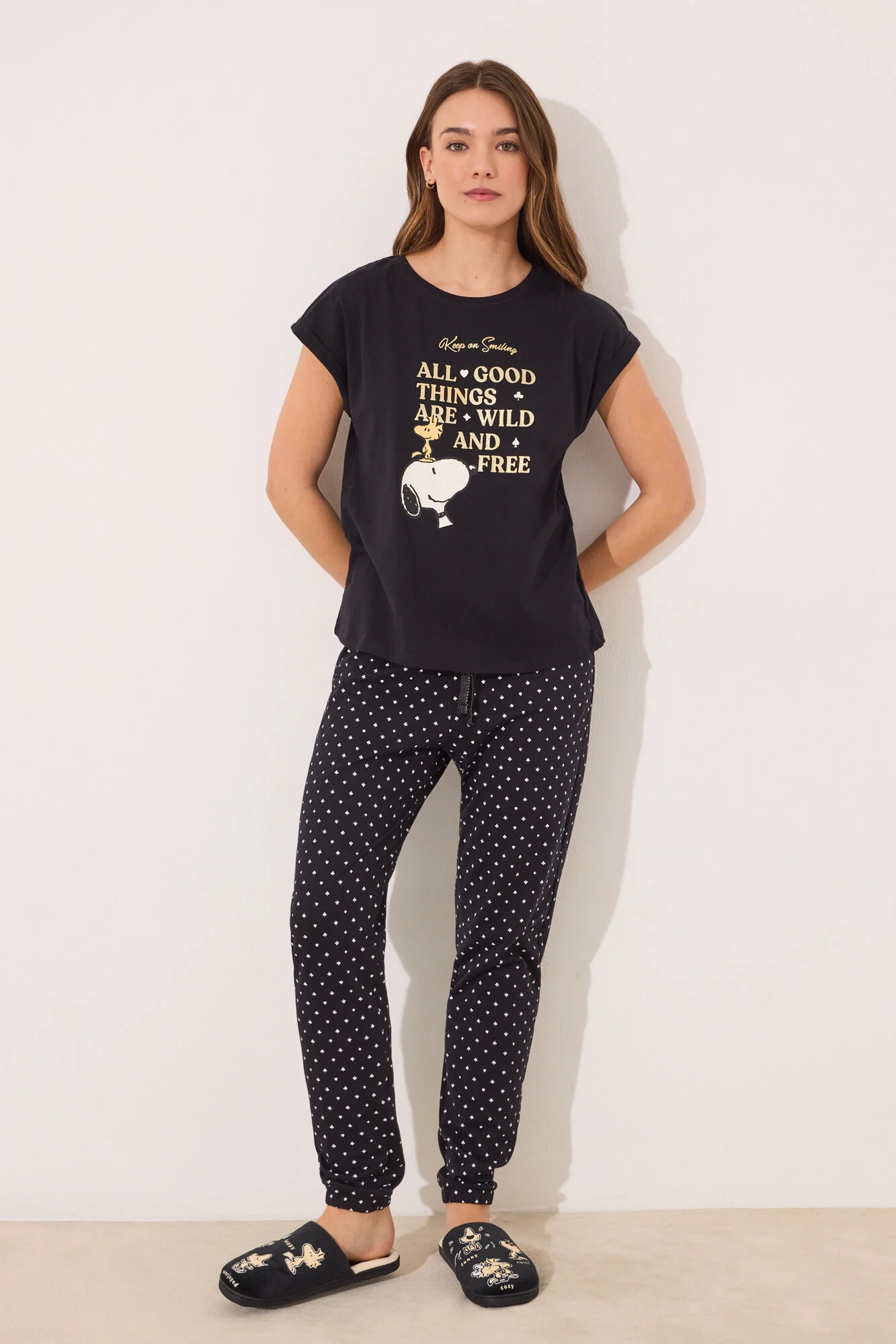 Long pyjamas Snoopy black - Image 2