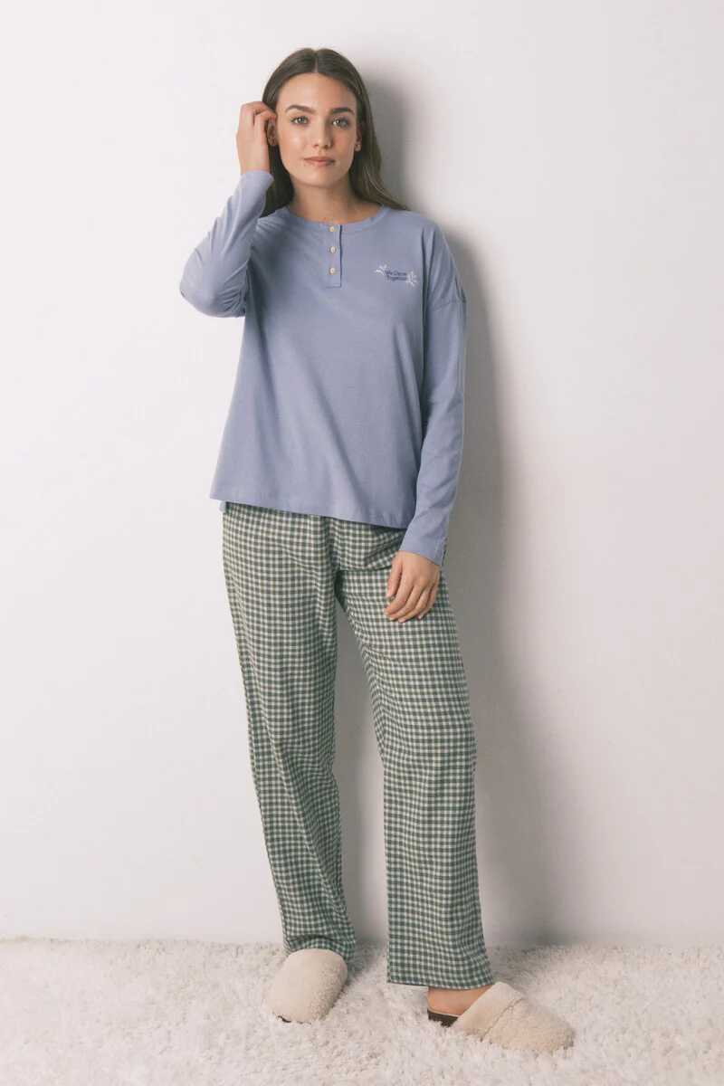 Long pyjamas with plaid trouser