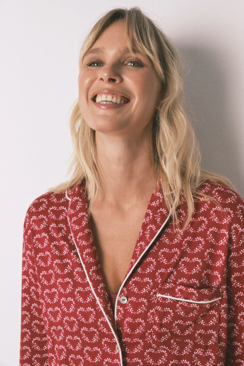 Long red heart print classic pyjamas - Image 4