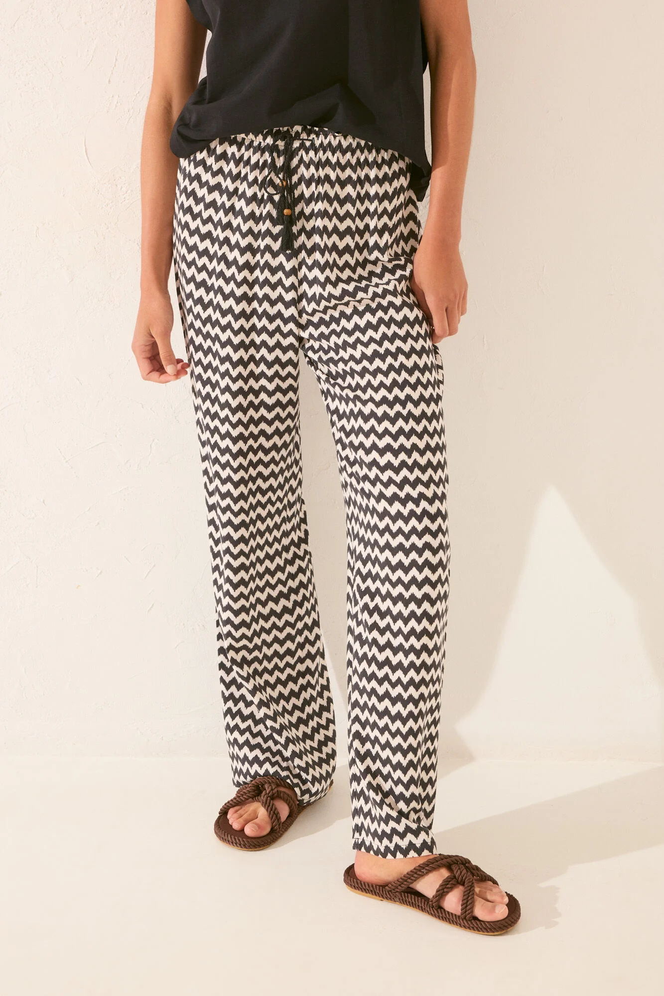 Long viscose ikat print trouser - Image 2