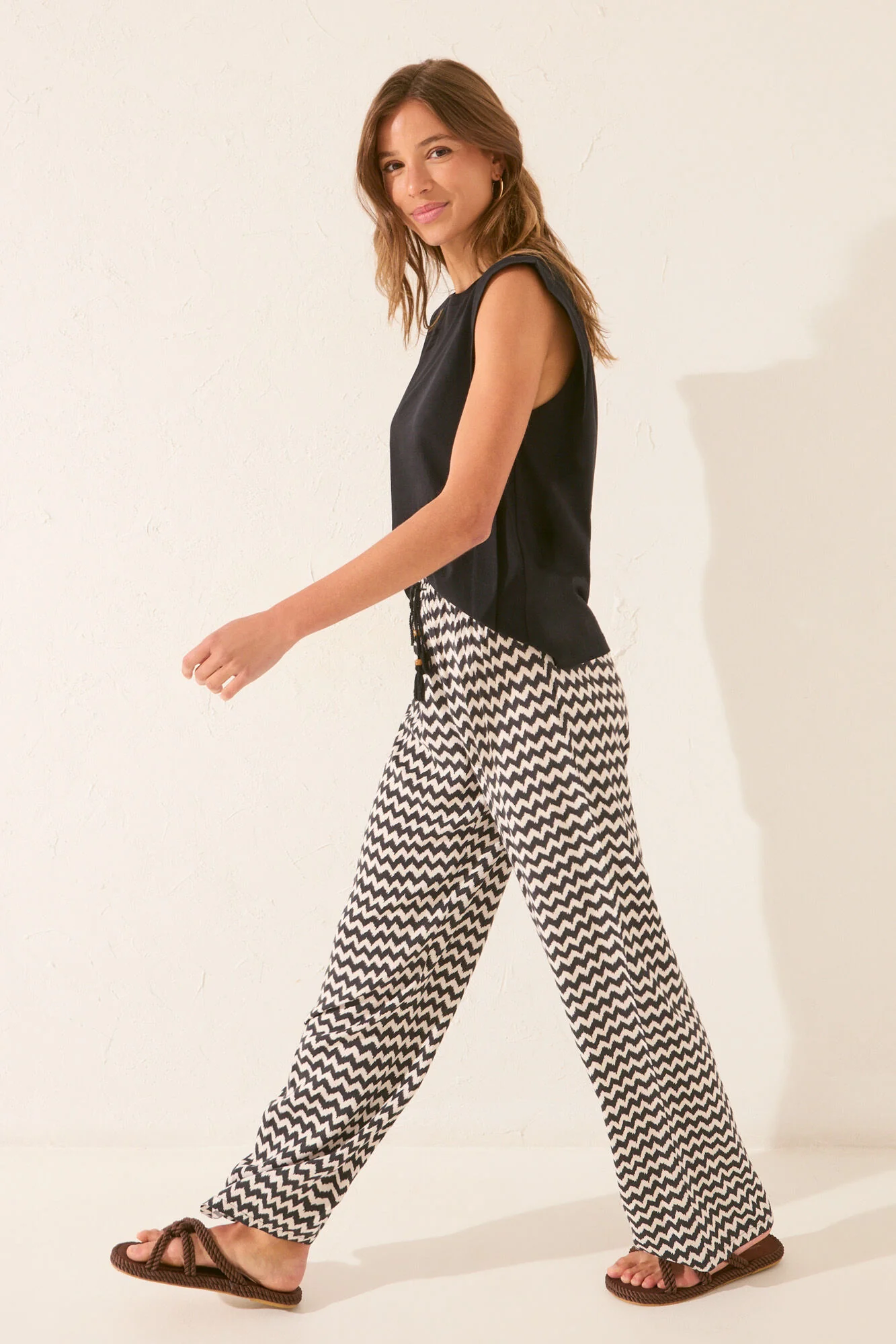 Long viscose ikat print trouser - Image 5