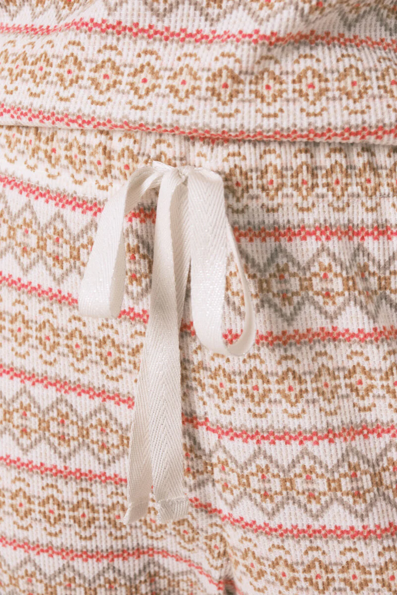 Long waffle-textured plush pajamas with borders Mafalda - Image 4