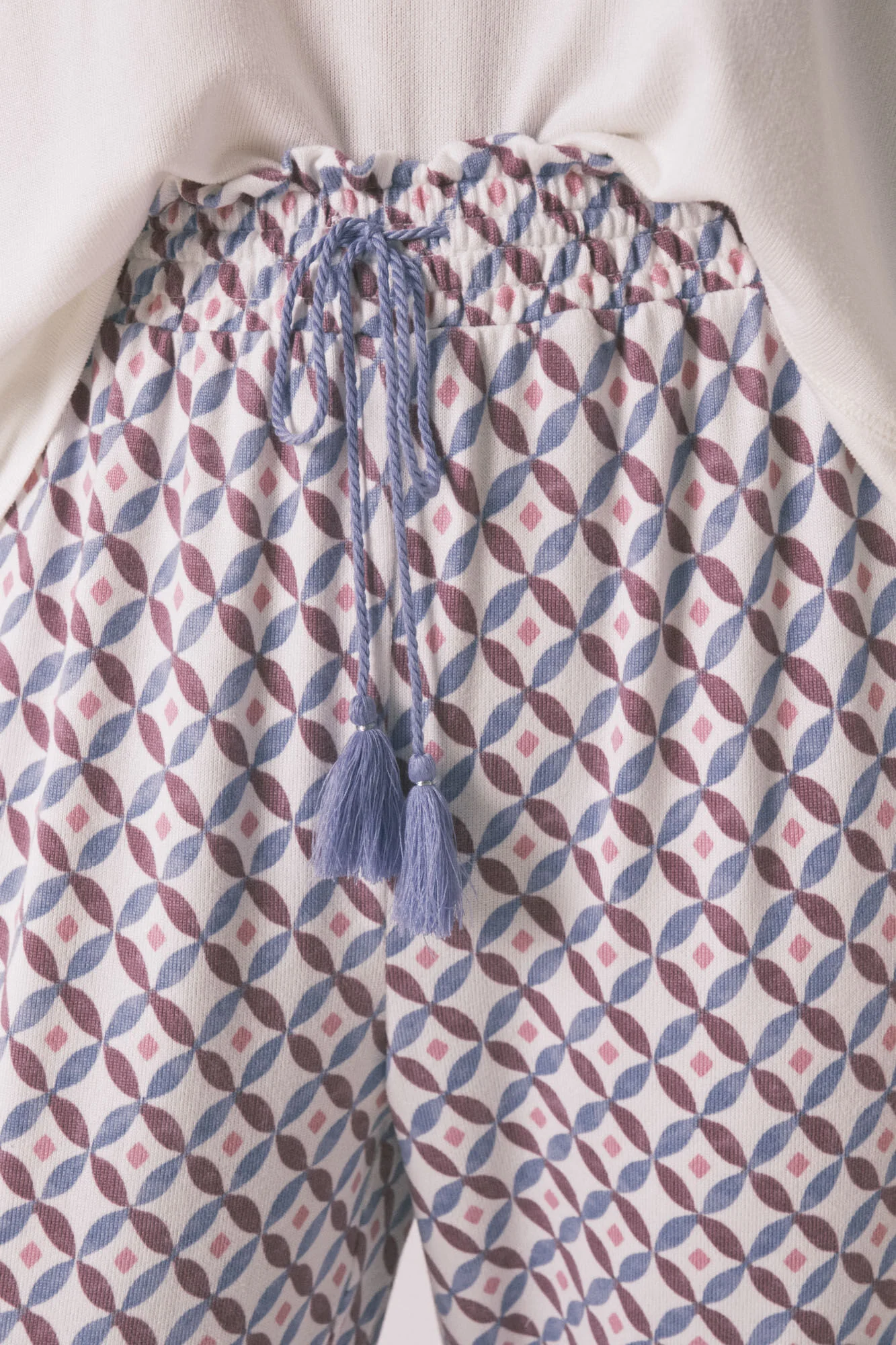 Long, wide-legged soft- jersey-knit blue trouser) - Image 3