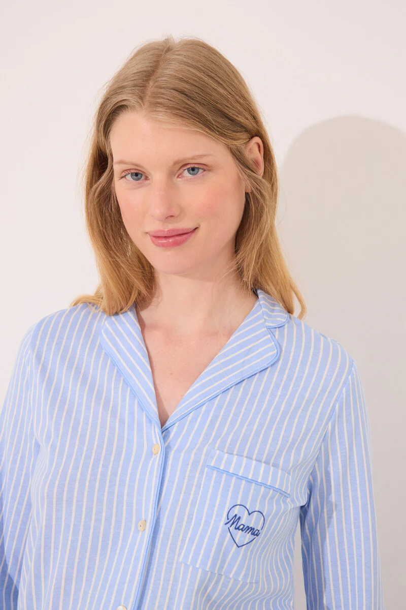 Maternity classic pyjamas 100% cotton striped - Image 2