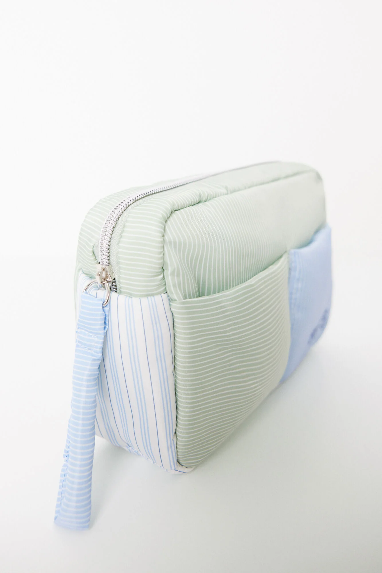 Medium nylon toiletry bag with striped print - Image 2