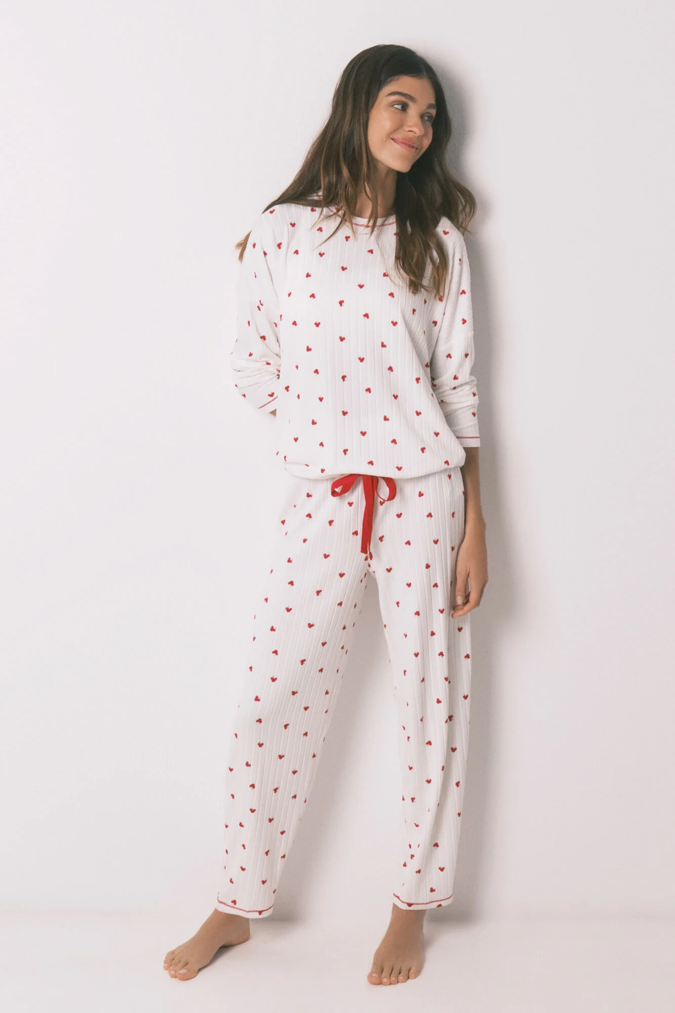 Mickey Cherry print long pyjamas