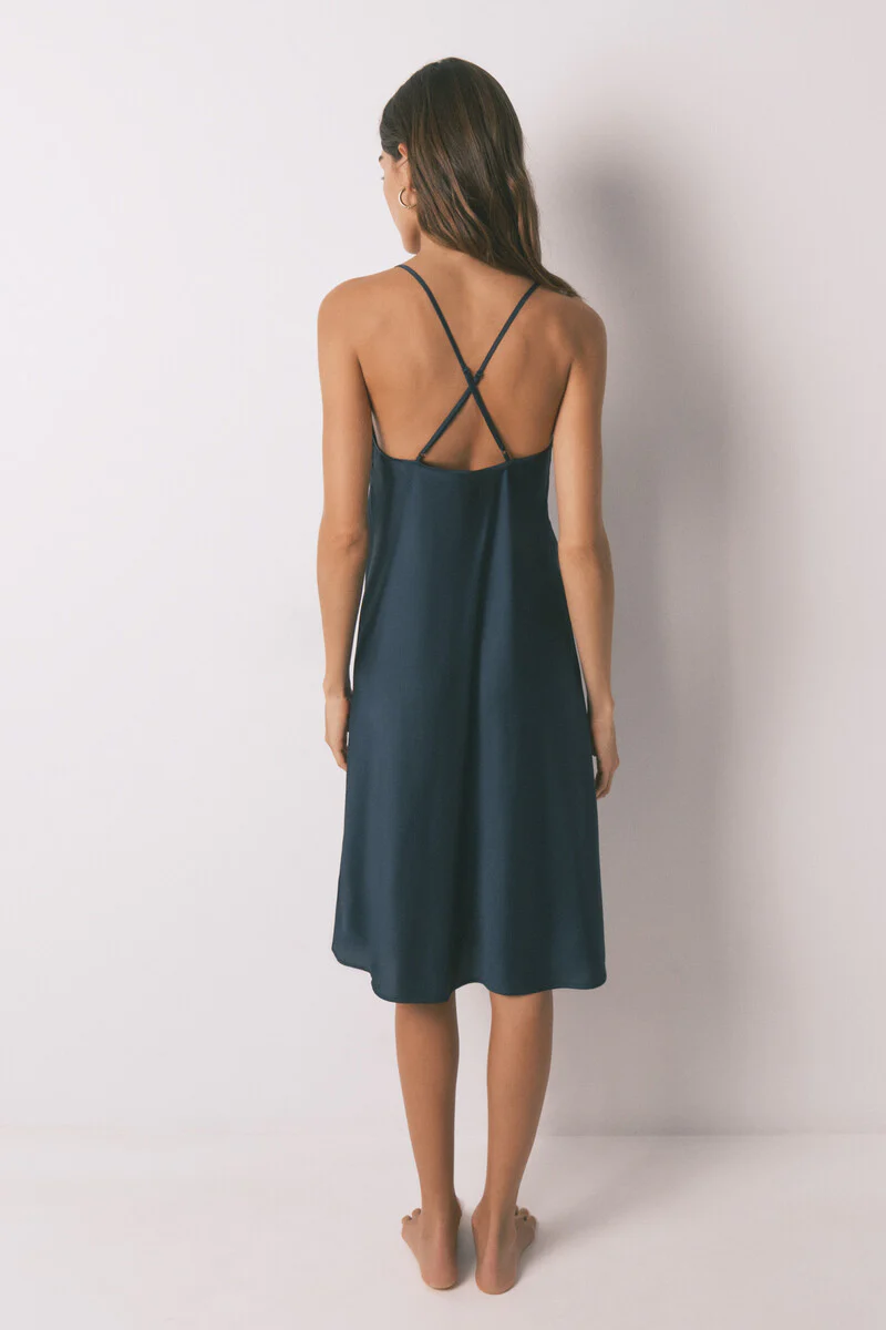 Midi blue satin nightgown - Image 3