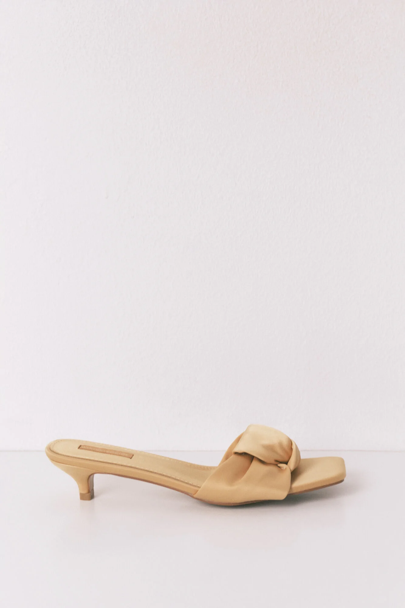 Mustard satin kitten heel sandals - Image 2