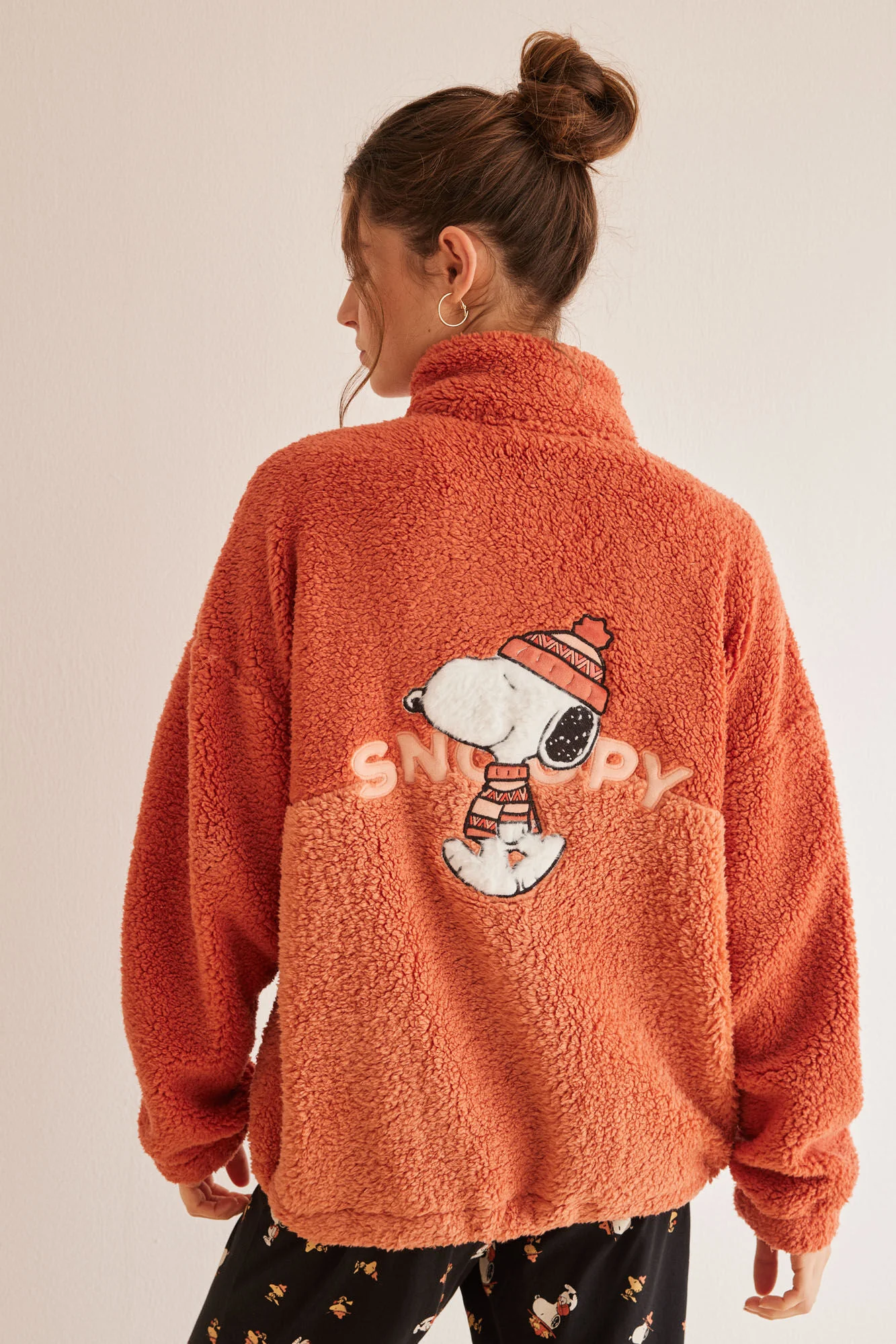 Orange faux shearling Snoopy jacket - Image 2