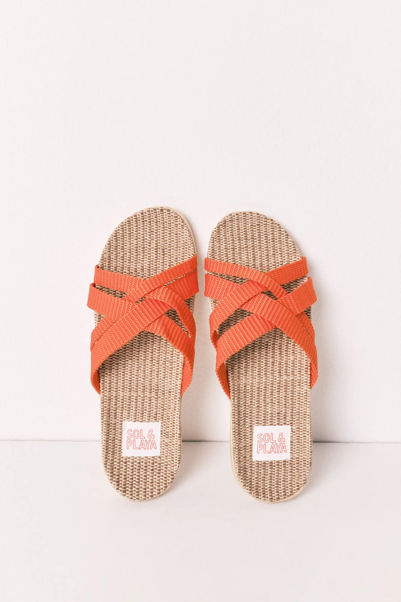 Orange raffia strap sandals