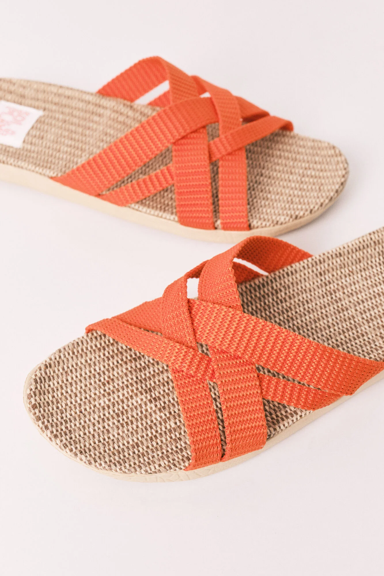 Orange raffia strap sandals - Image 2