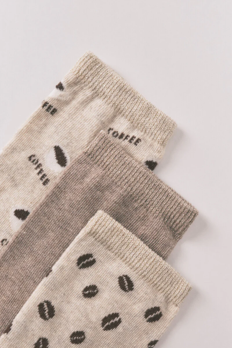 Pack of 3 long brown socks - Image 3