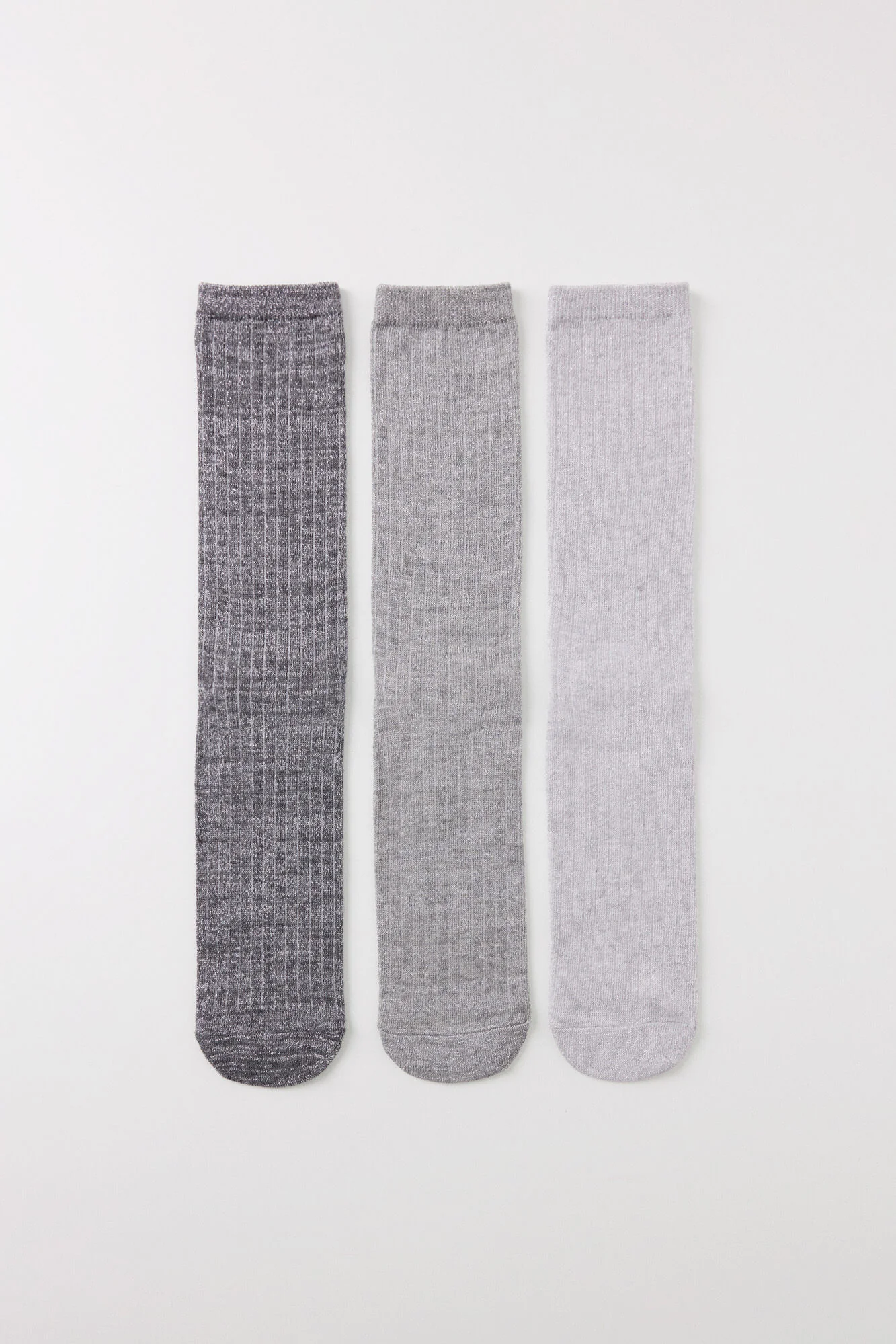 Pack of 3 lurex ribbed high socks - Image 2