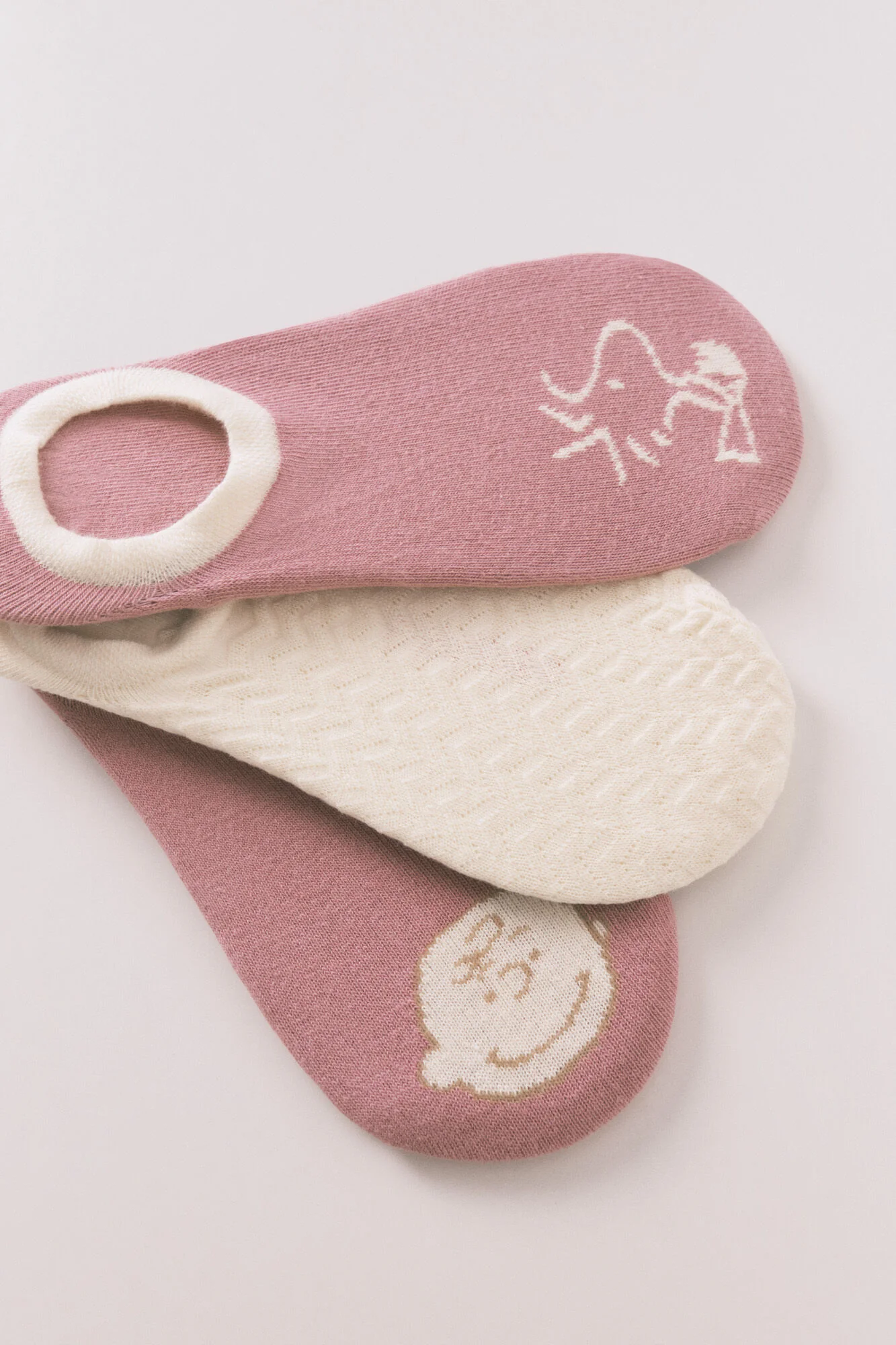 Pack of 3 pink Snoopy slip on socks