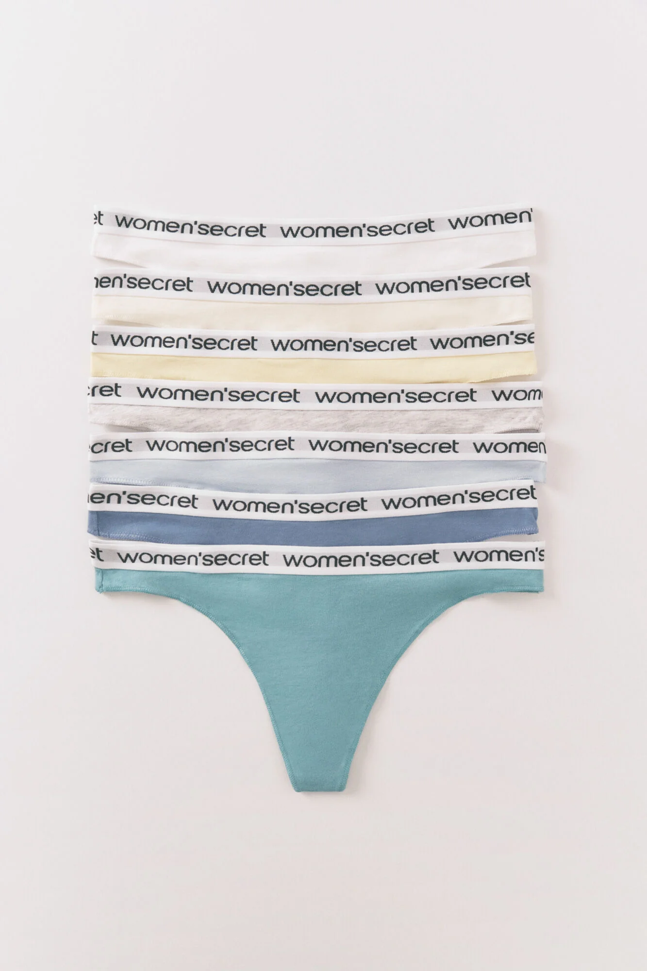 Pack of 7 cotton thongs with white logo