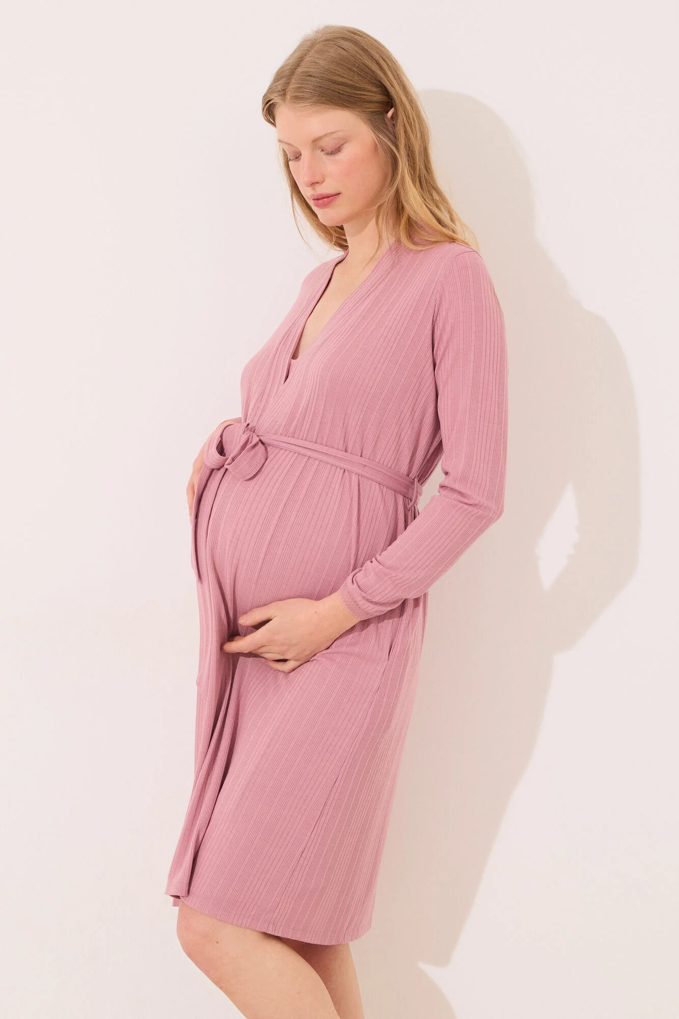 Pink " maternity " pointelle midi robe
