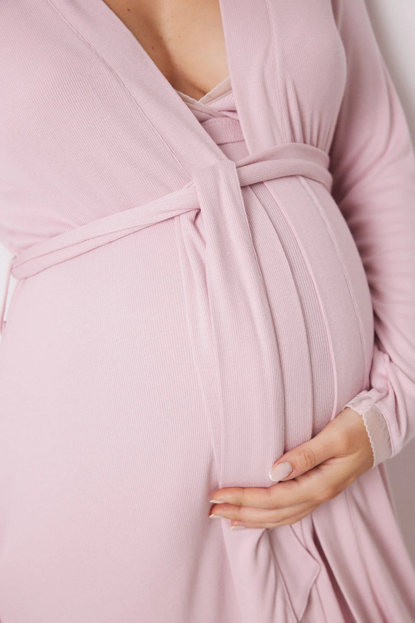 Pink viscose midi maternity robe - Image 2