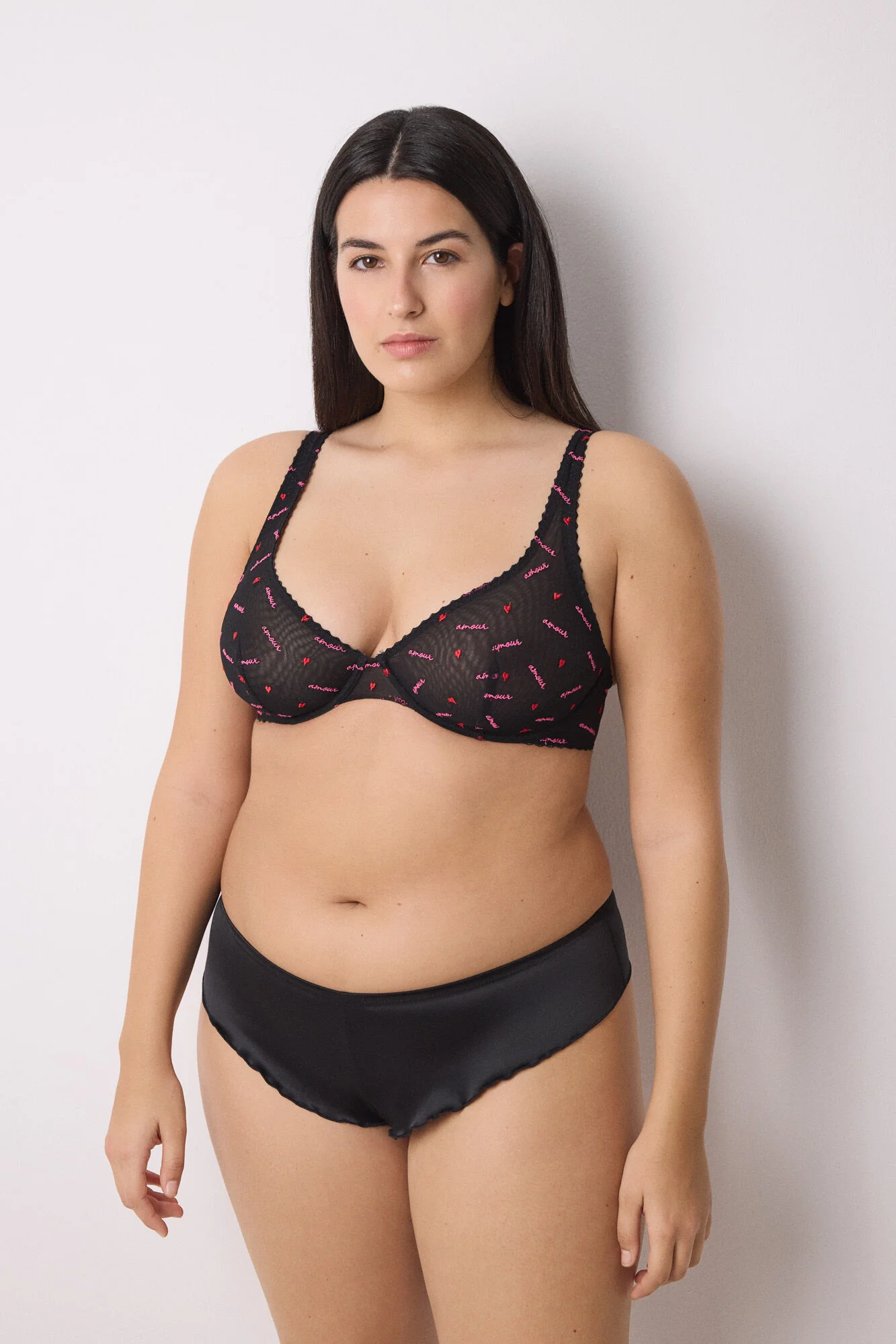 PRETTY black embroidered tulle bra - Image 3