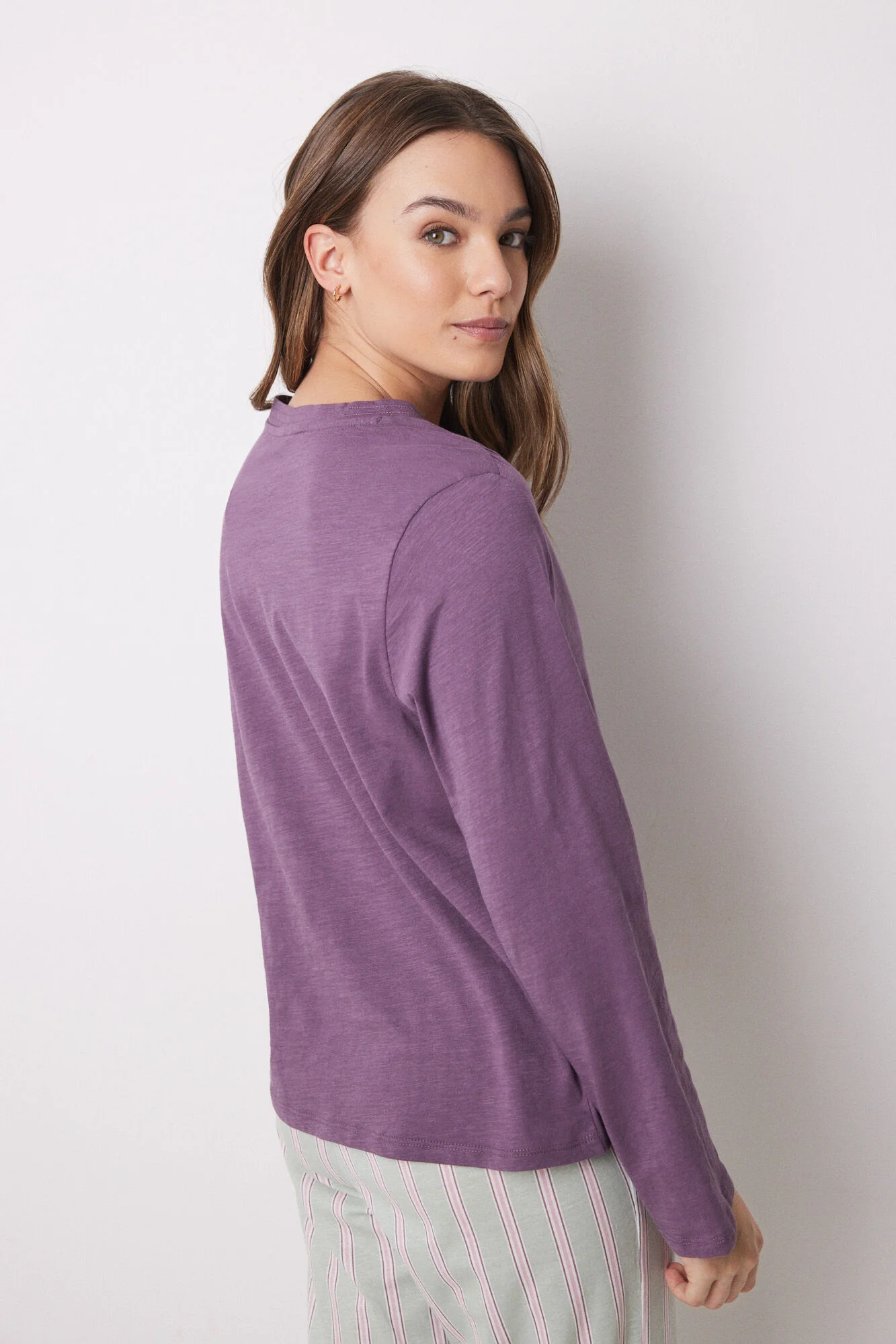 Purple 100% cotton long sleeve -shirt - Image 2