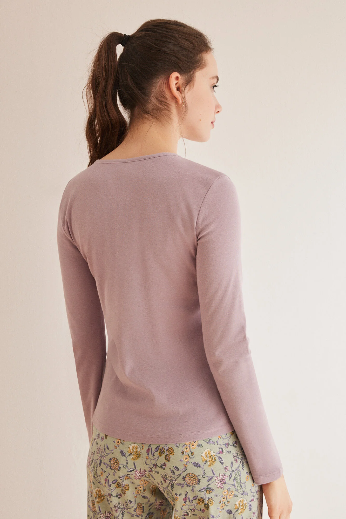 Purple/Lilac 100% cotton long-sleeved top - Image 2