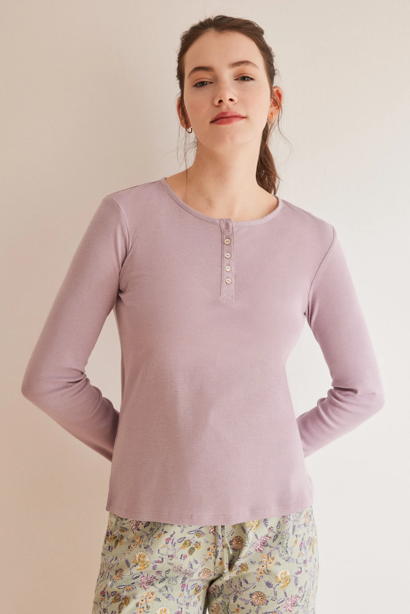 Purple/Lilac 100% cotton long-sleeved top - Image 4