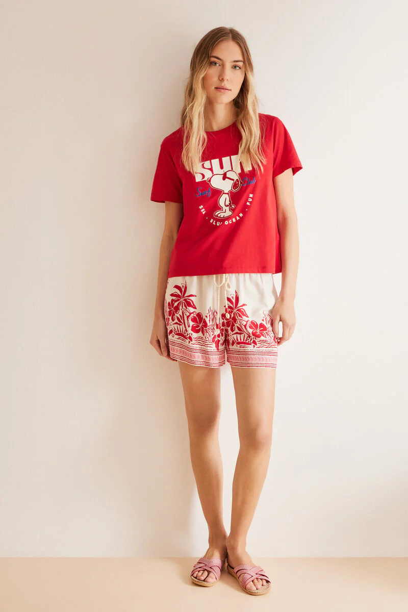 Red 100% cotton Snoopy T-shirt - Image 2