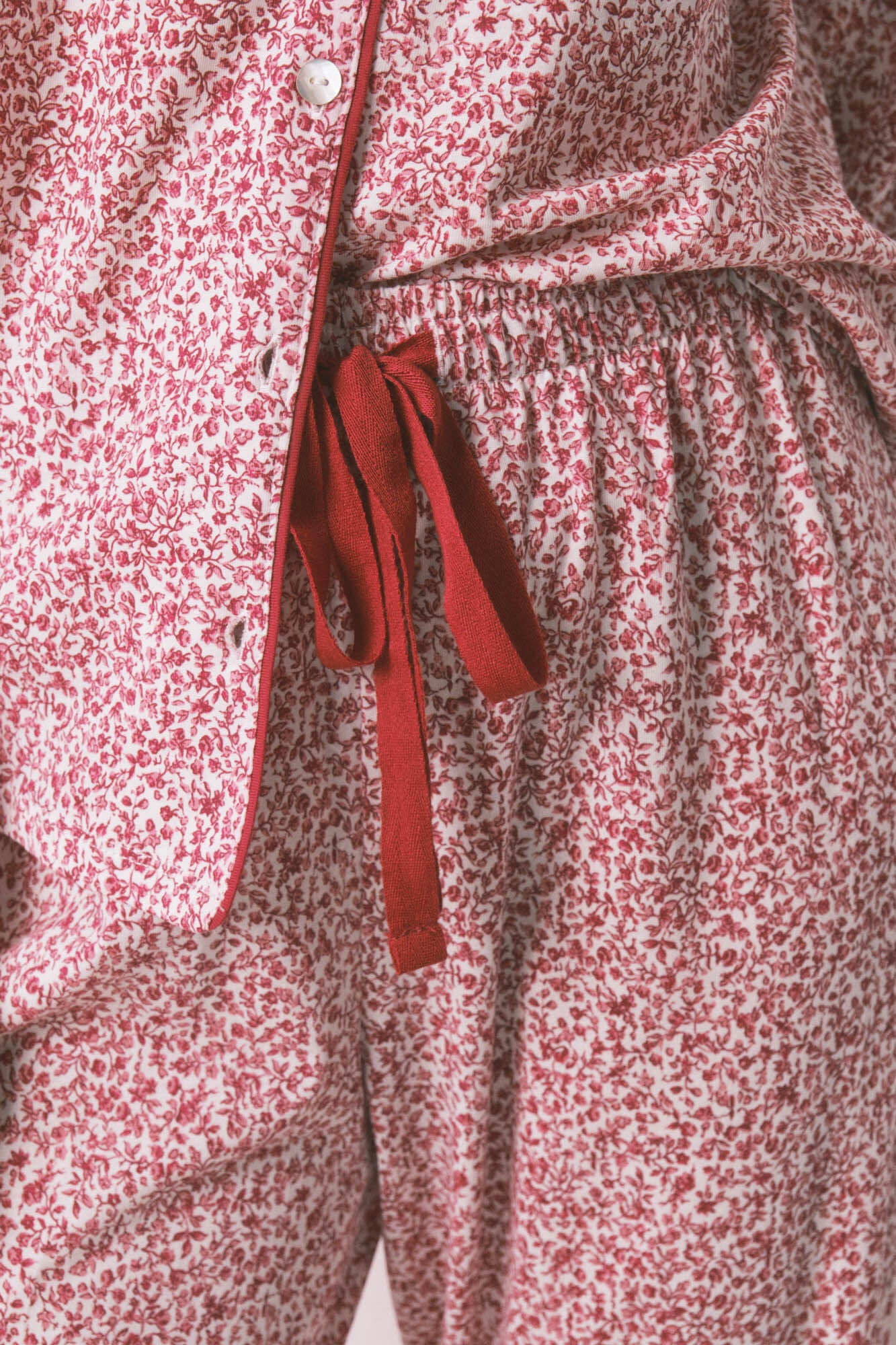 Red floral cotton classic pyjamas - Image 3