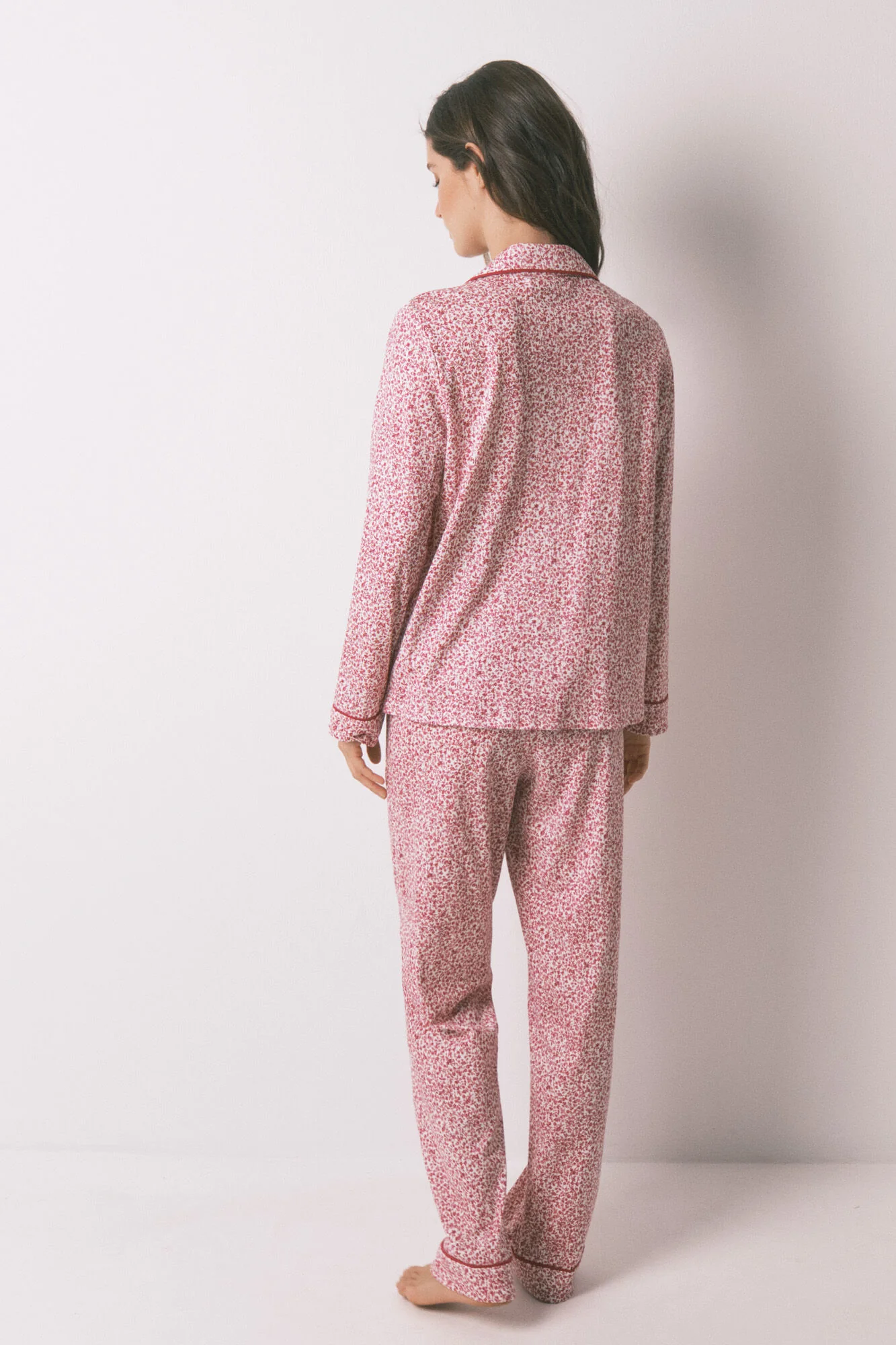 Red floral cotton classic pyjamas - Image 4
