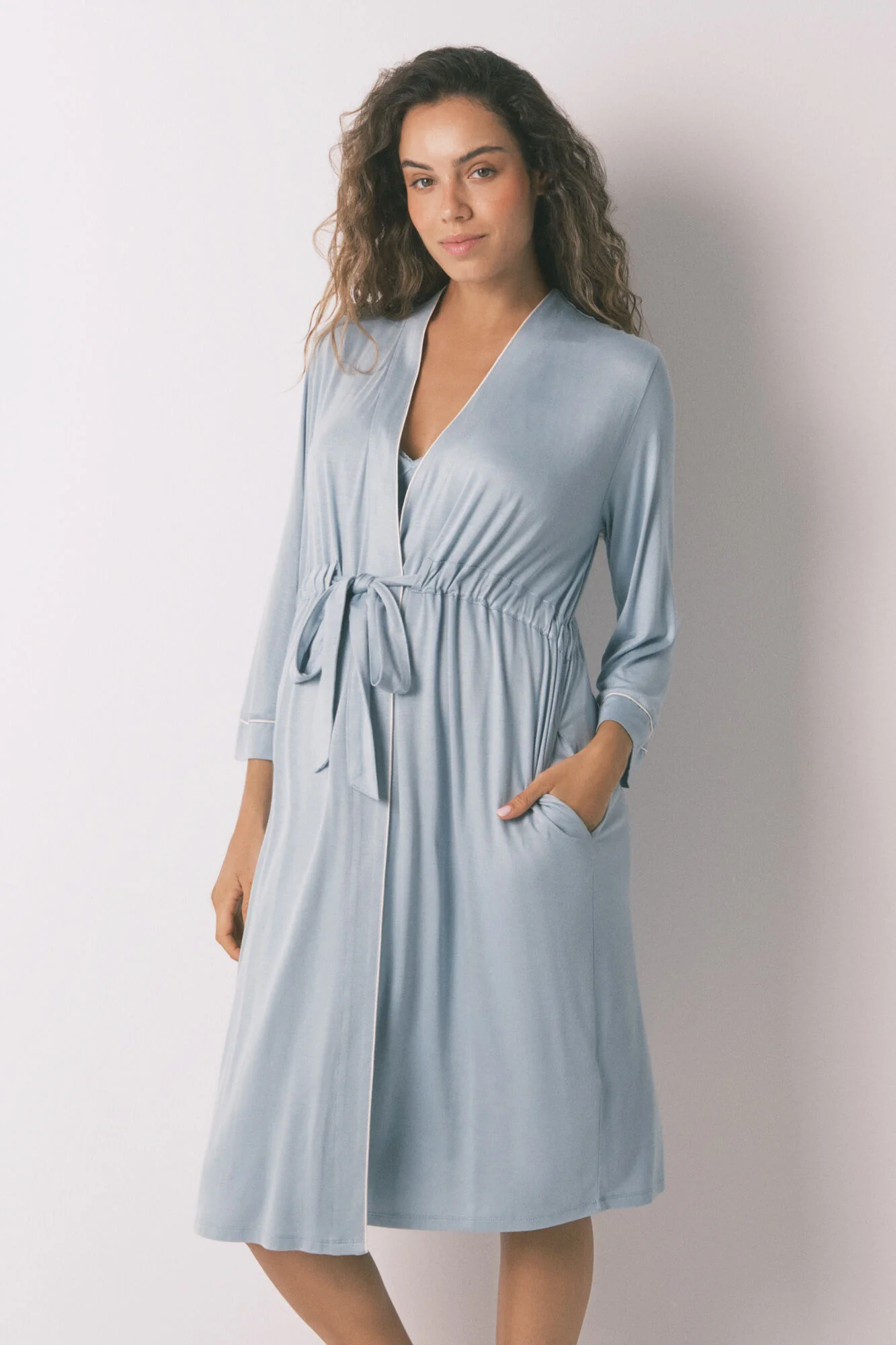 Robe "maternity" light blue soft touch technical gown