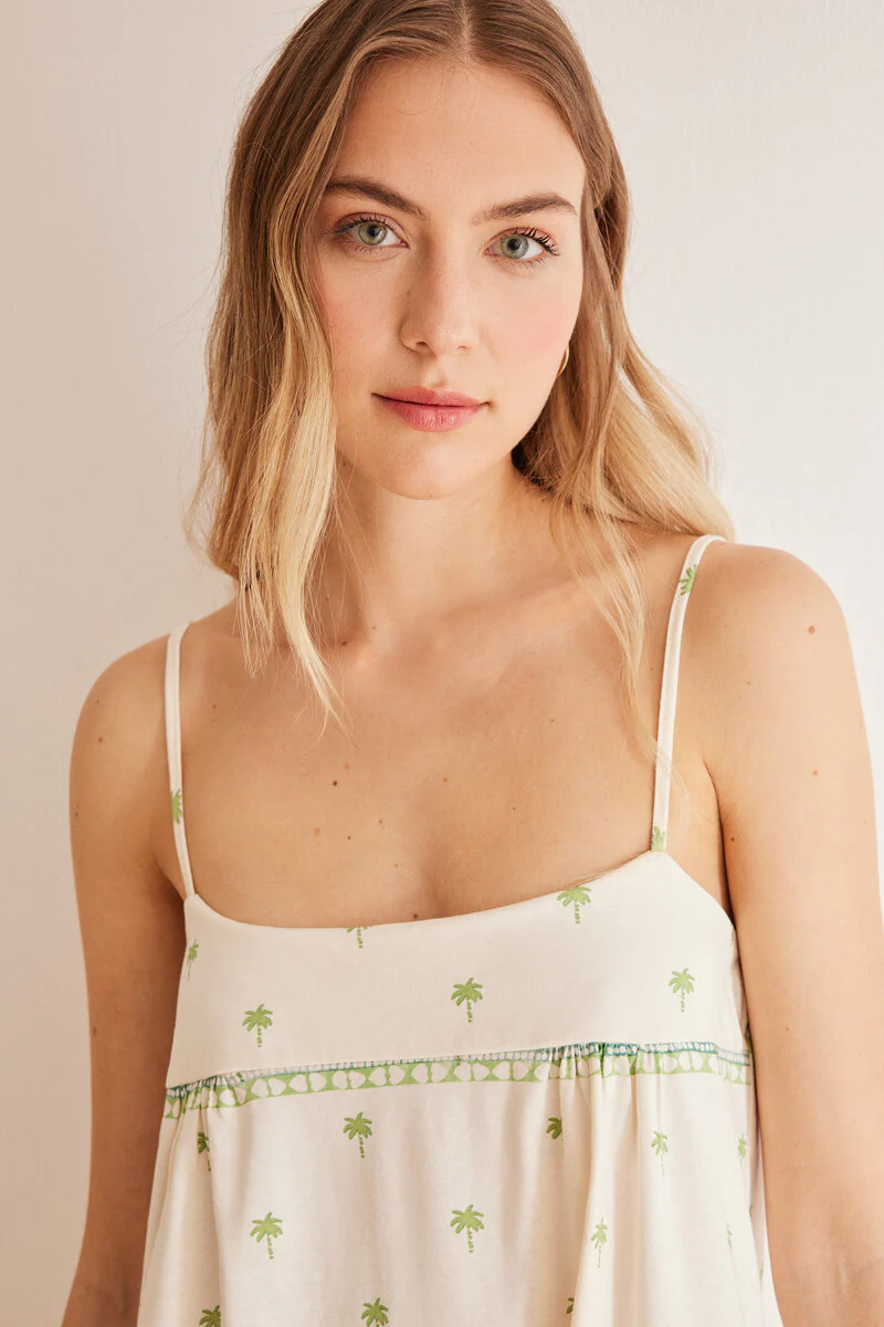 Short 100% cotton palm tree nightgown - Image 2