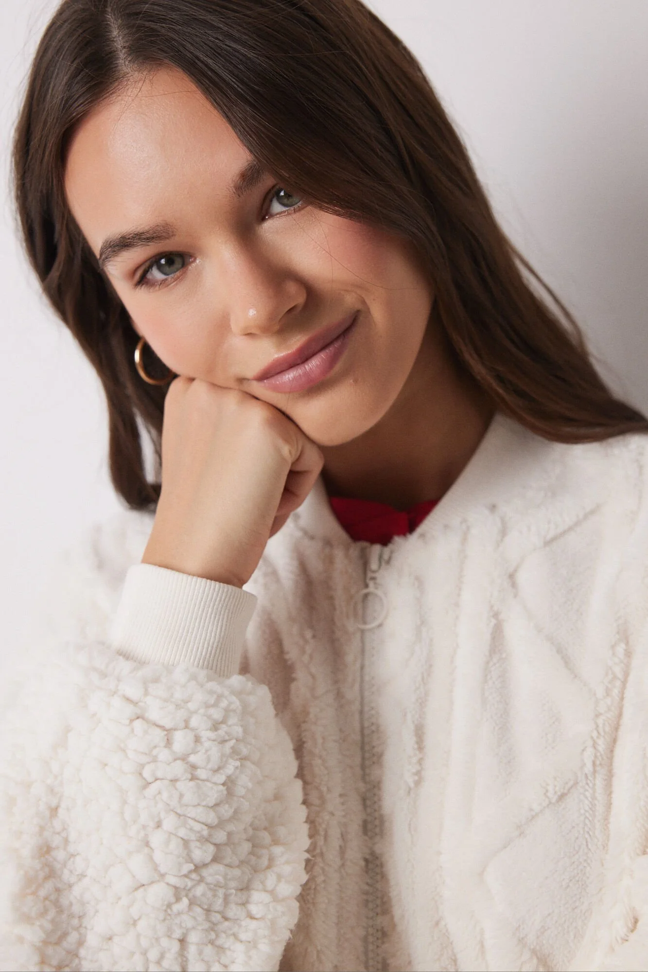 Short faux shearling sleeve robe - Image 6
