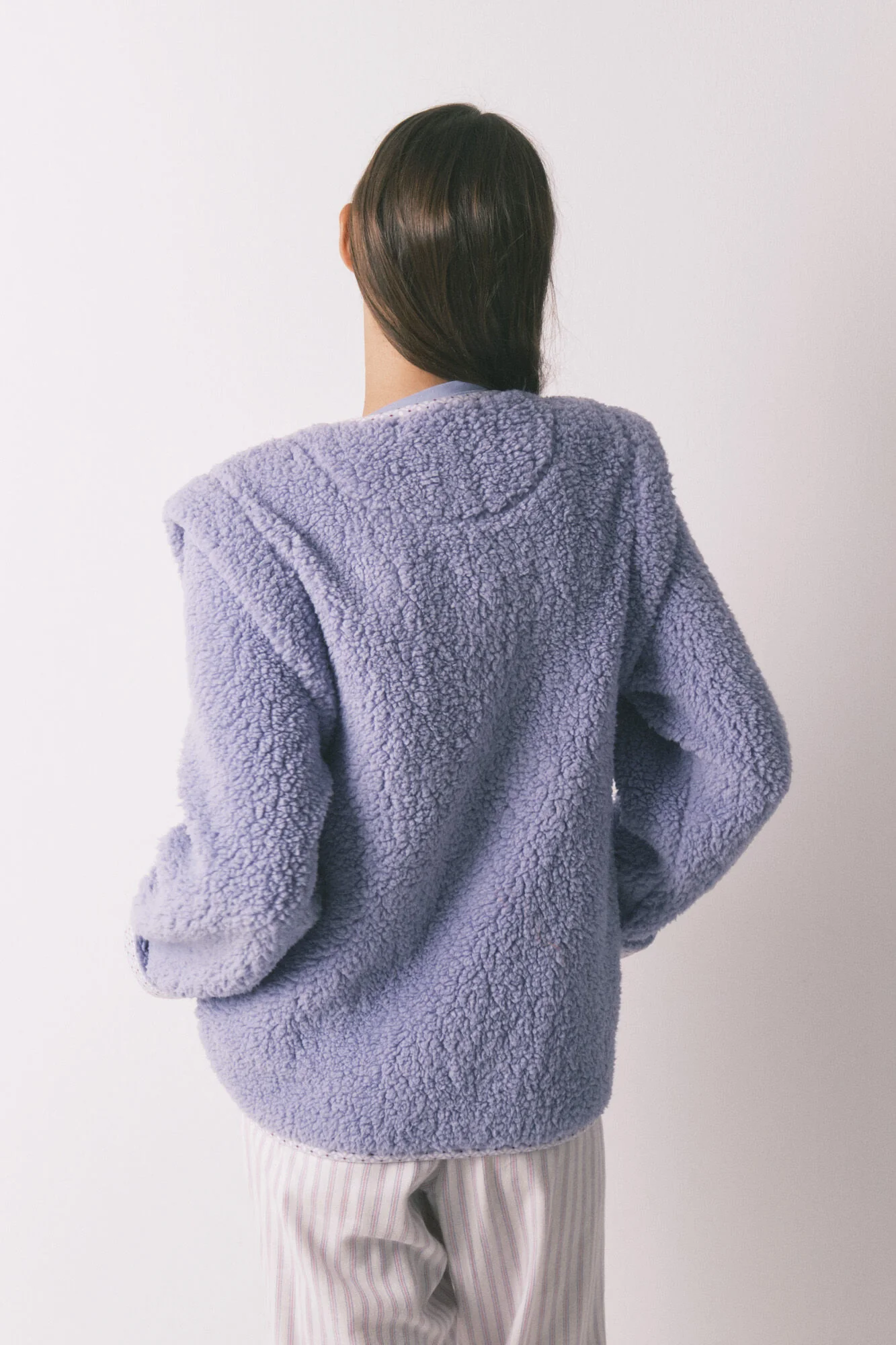 Short lilac faux shearling robe - Image 2