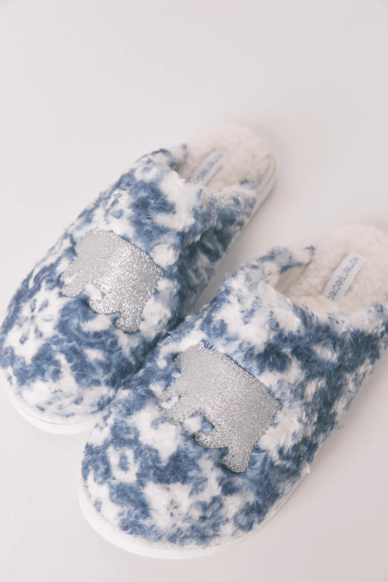 Slippers with glitter faux shearling patch - Image 4