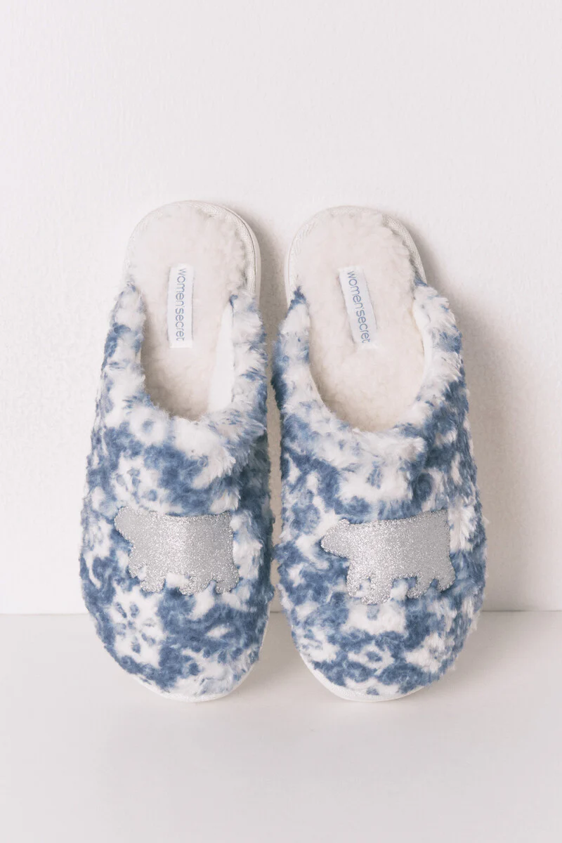 Slippers with glitter faux shearling patch - Image 7