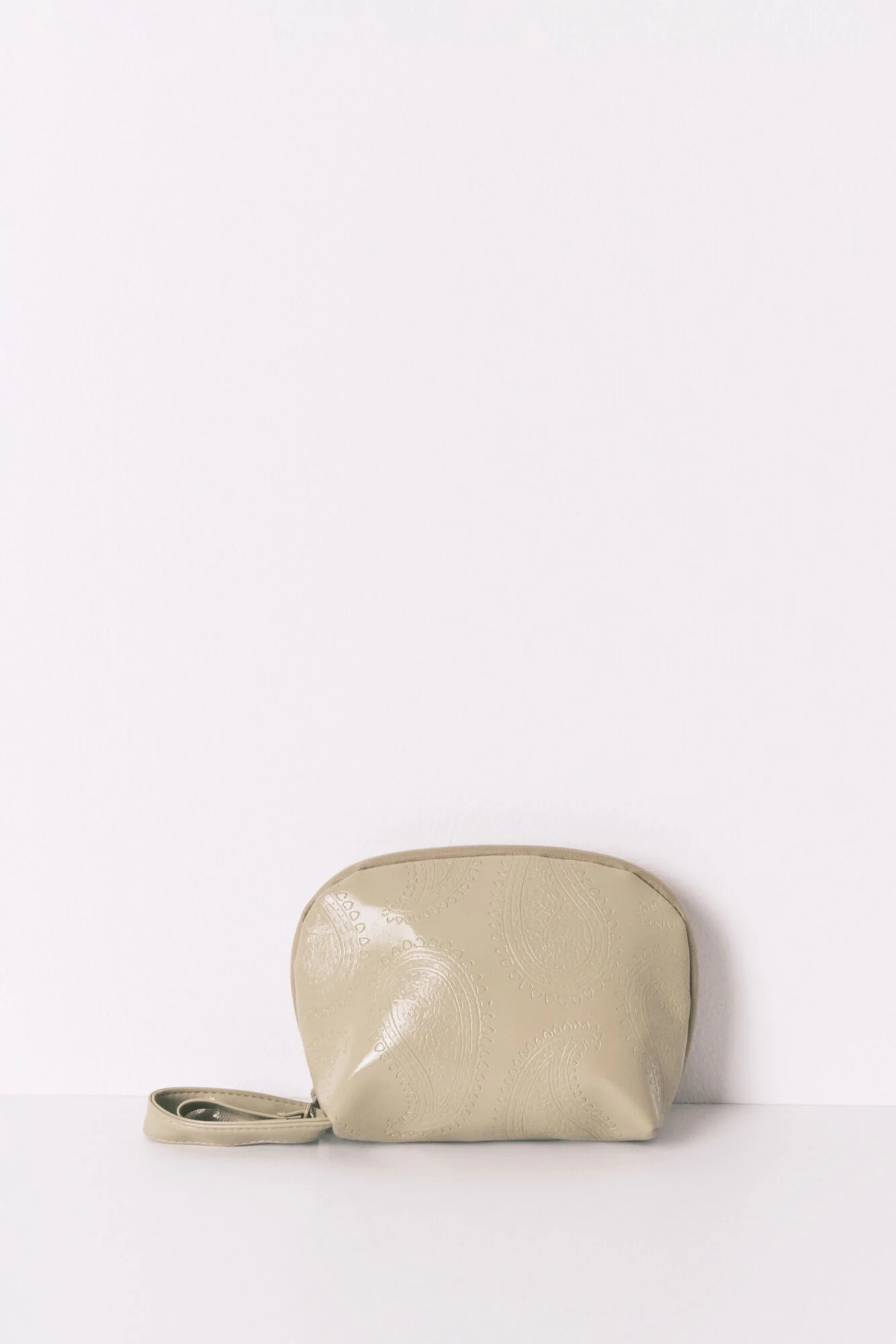 Small khaki vanity case leather toiletry bag