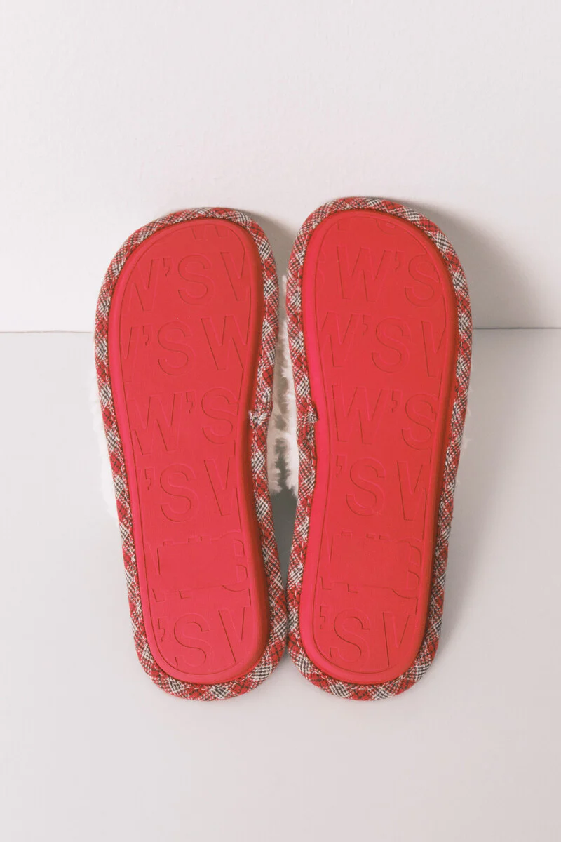 Snoopy plaid faux shearling slippers - Image 4