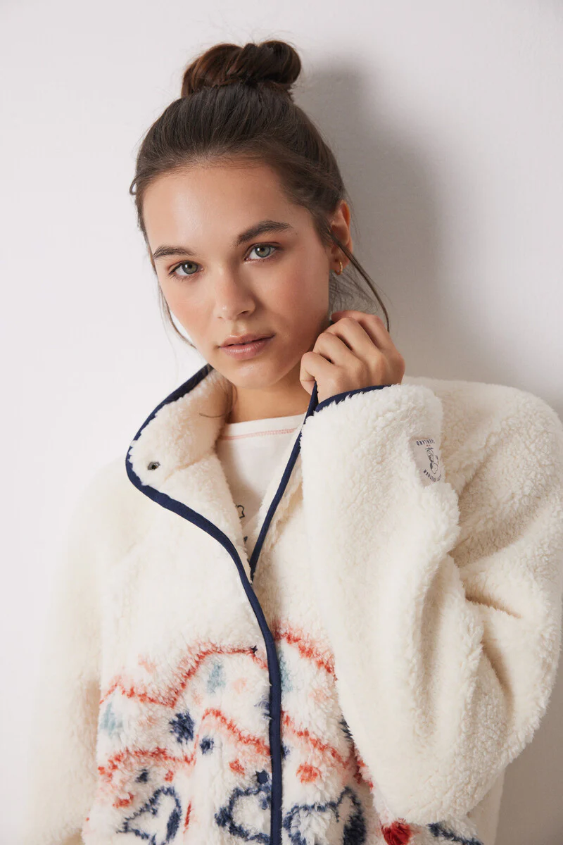 Snoopy white faux shearling short robe - Image 5