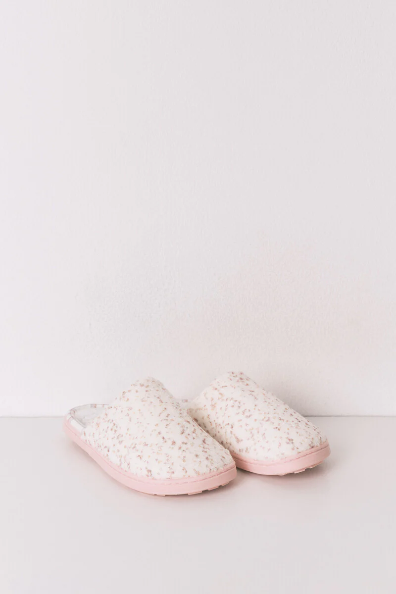 Stitch pink faux shearling slippers - Image 2