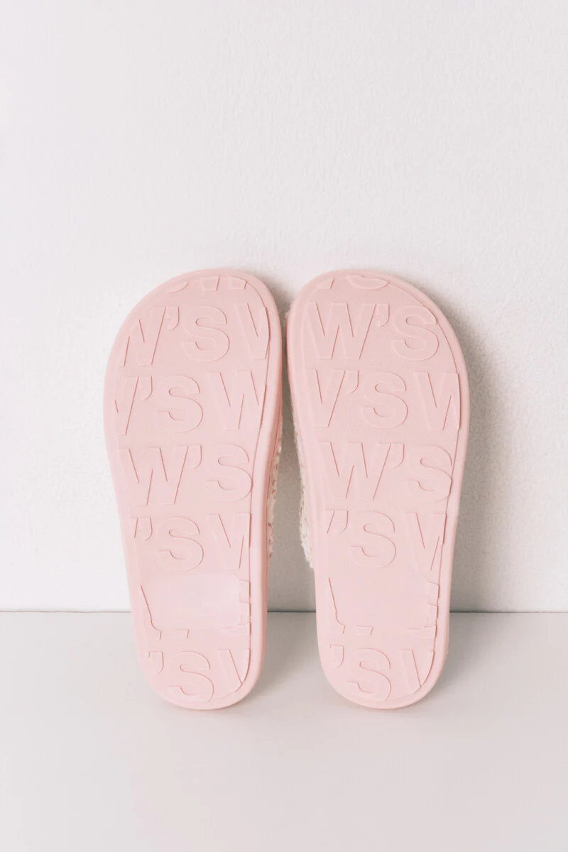 Stitch pink faux shearling slippers - Image 3