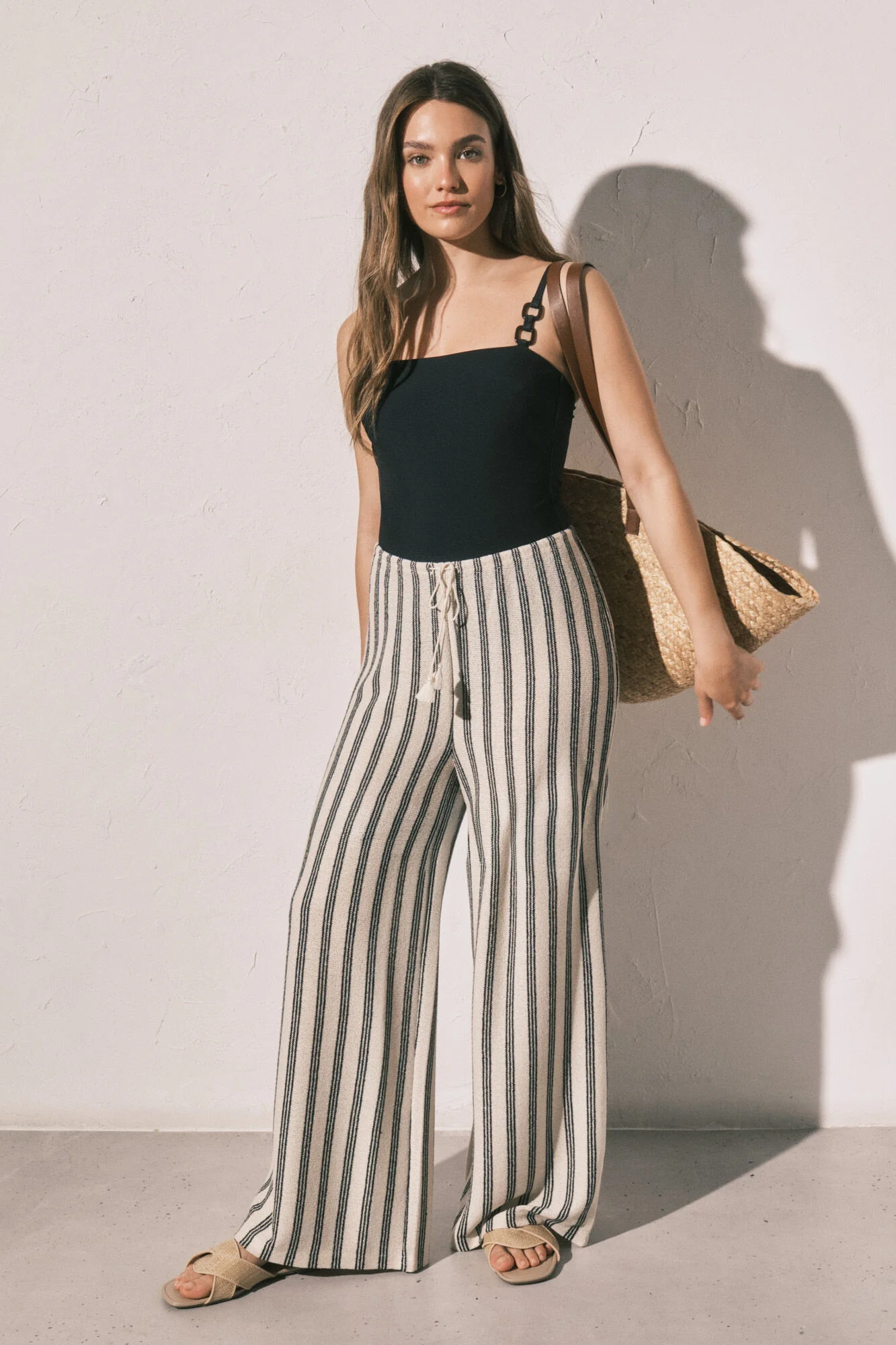 Striped long trousers