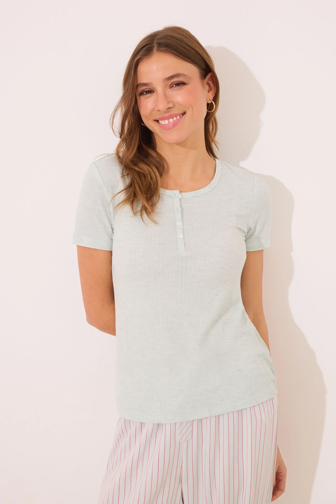Striped ribbed viscose pyjamas - Image 3