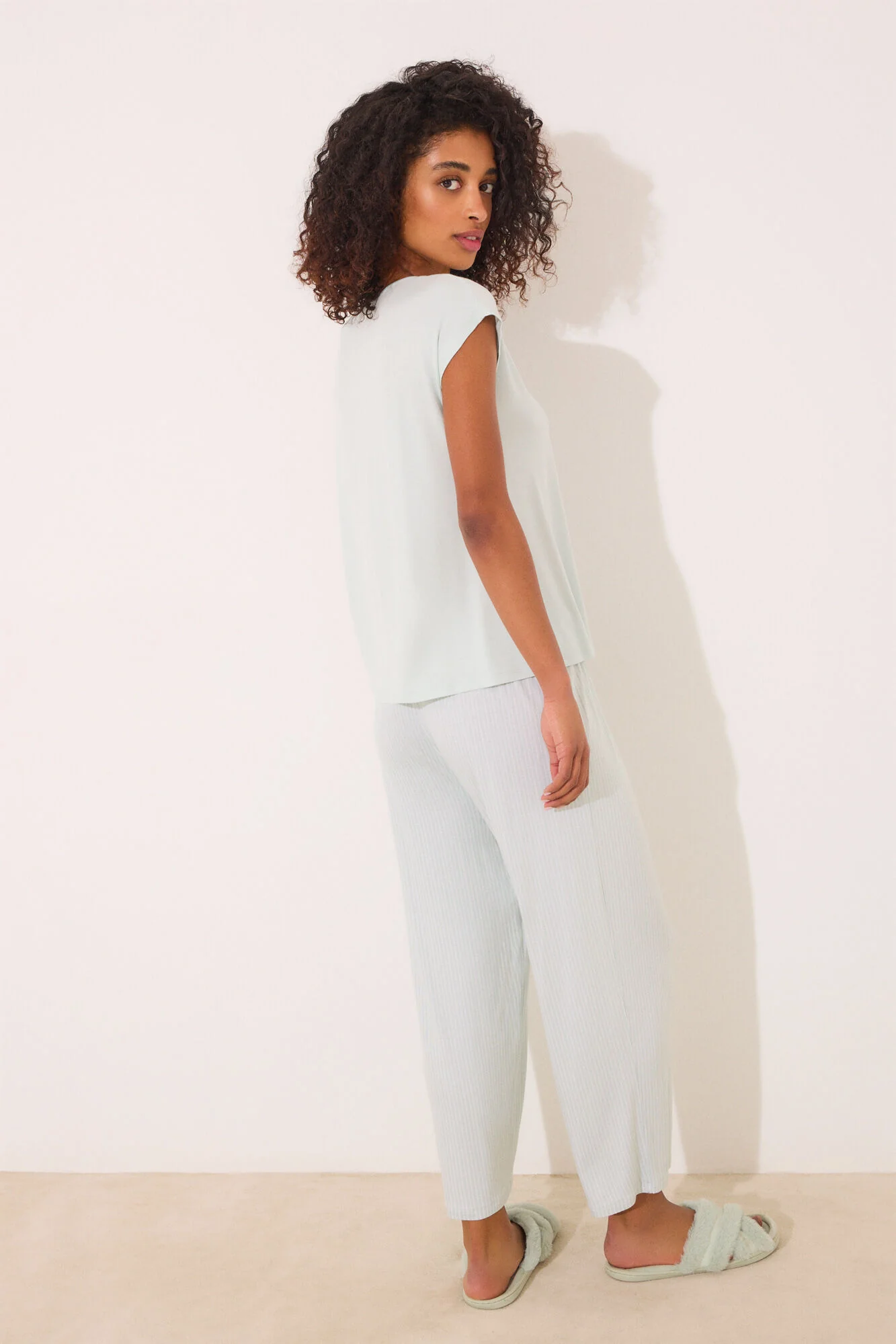 Striped striped viscose Capri pyjamas - Image 2