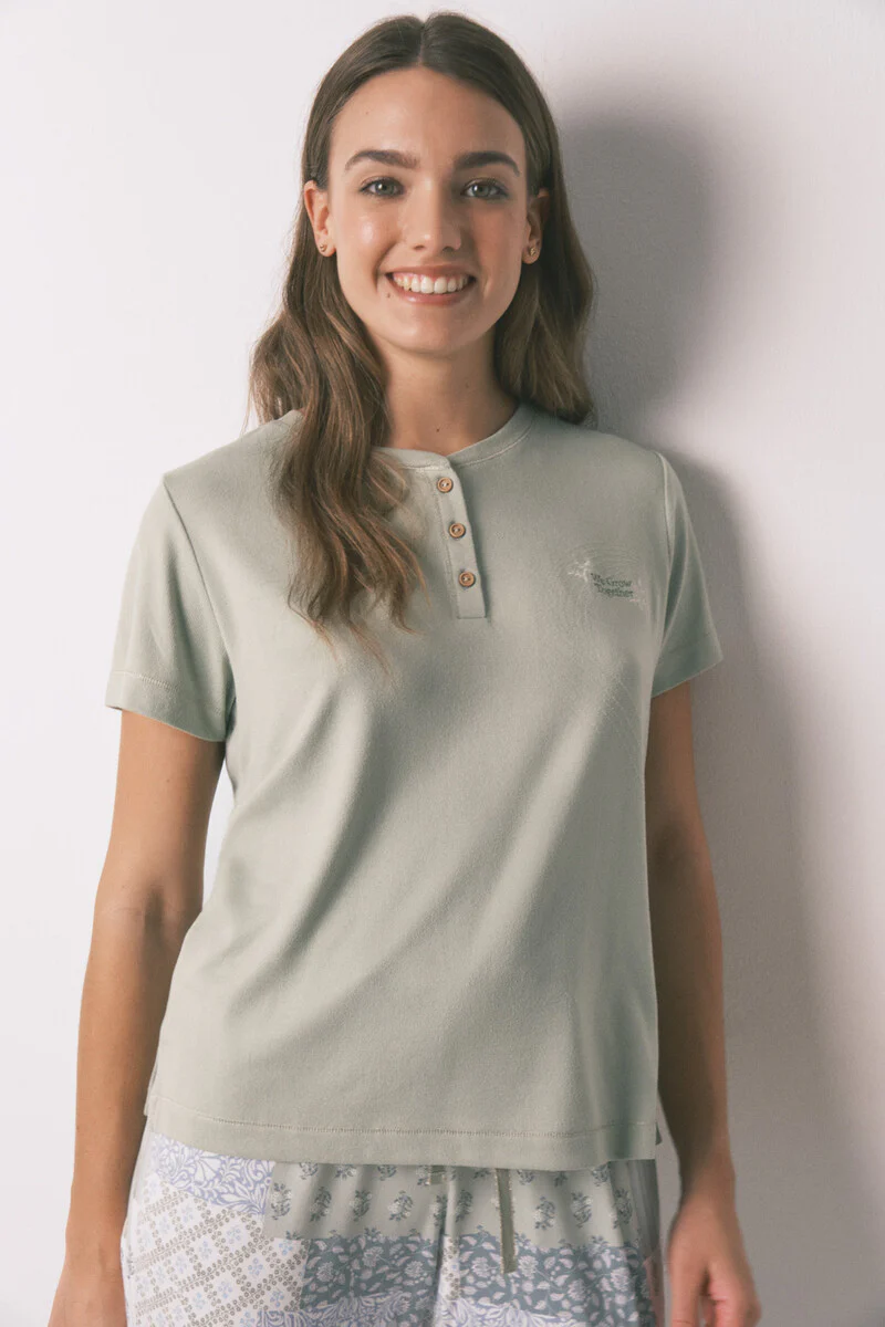 Super soft patchwork short sleeve long pyjamas - Image 3