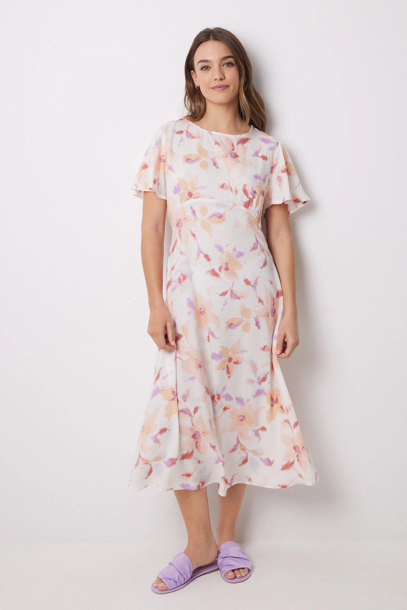 Viscose allover floral midi dress
