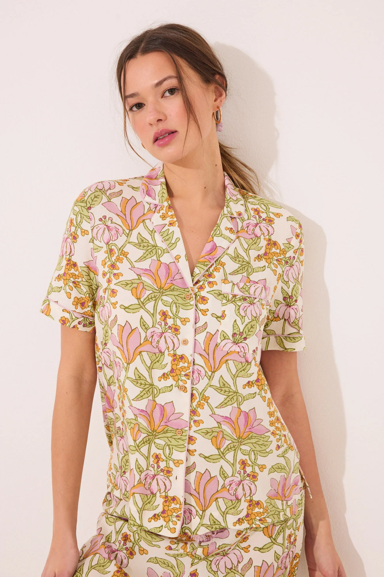 Viscose classic pyjamas with floral print - Image 5