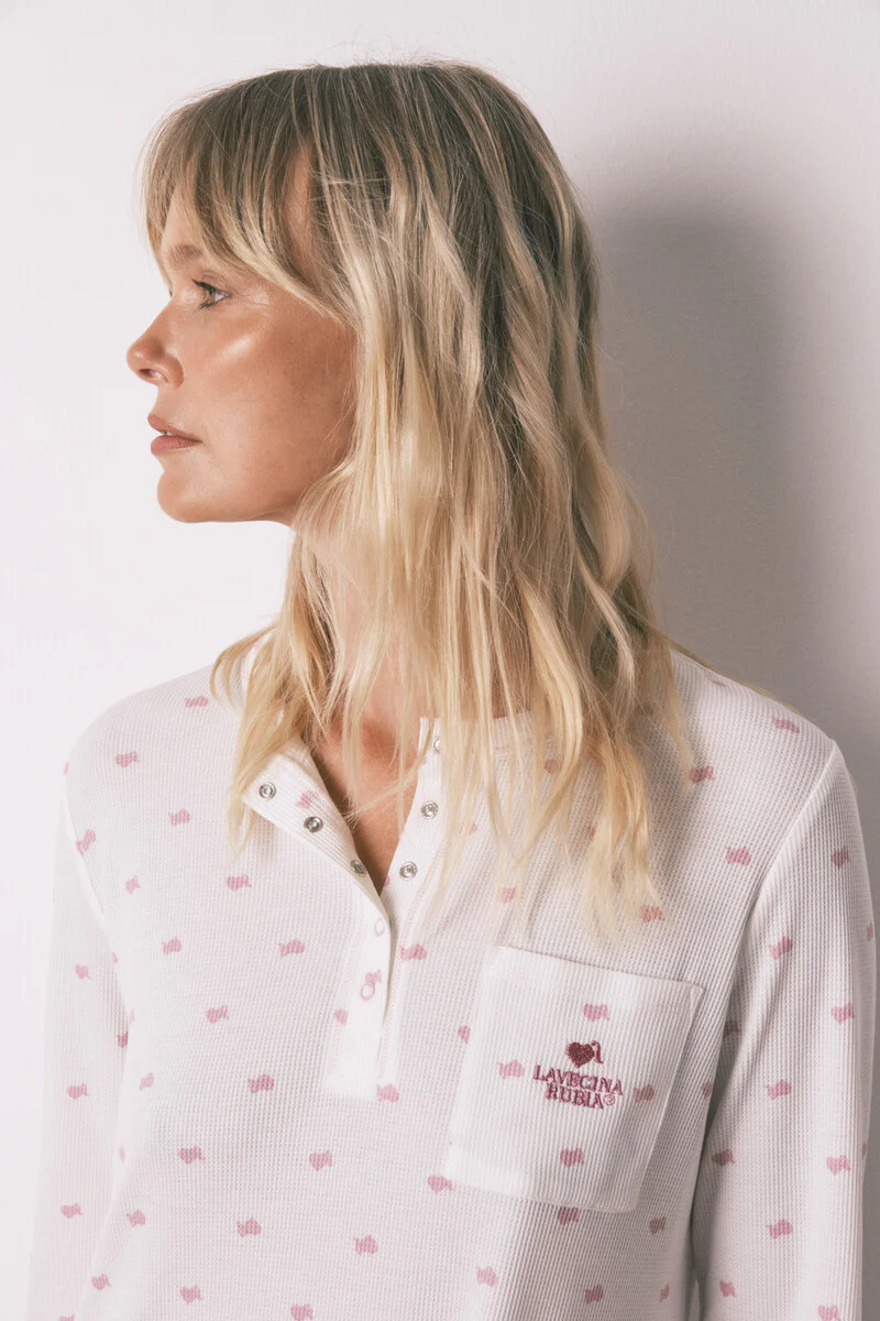 Waffle fabric midi nightgown - Image 5