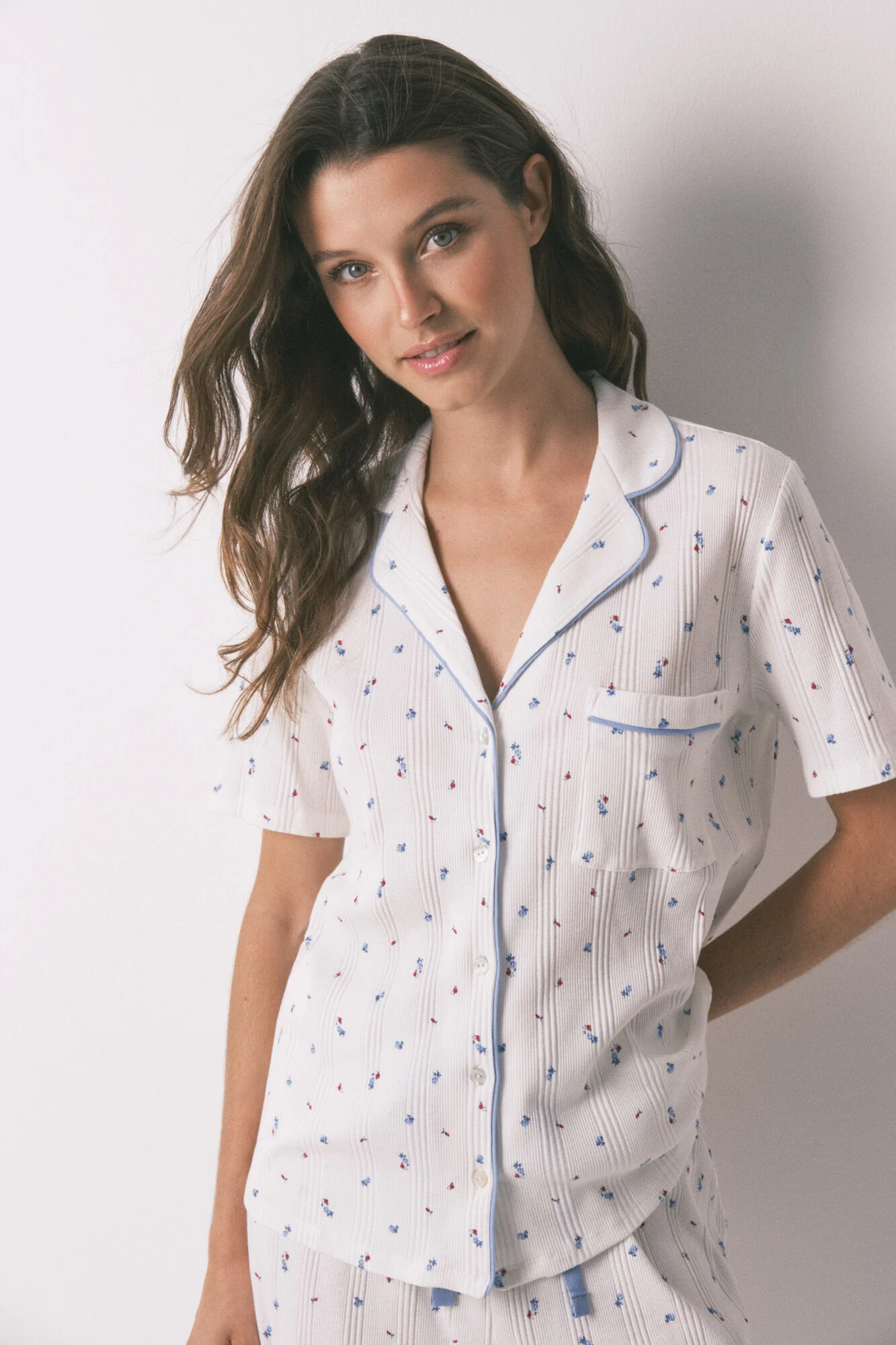 White floral cotton classic pyjamas - Image 5