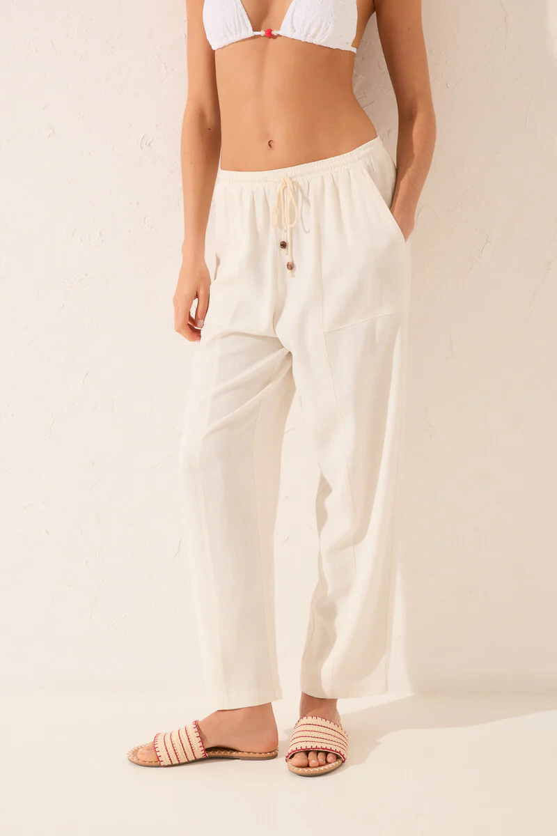 White linen Capri trouser - Image 2