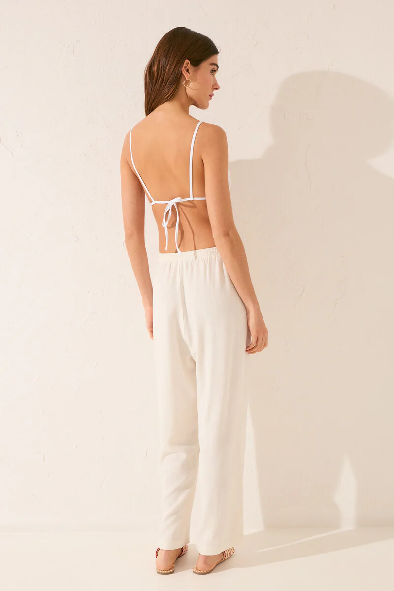 White linen Capri trouser - Image 3