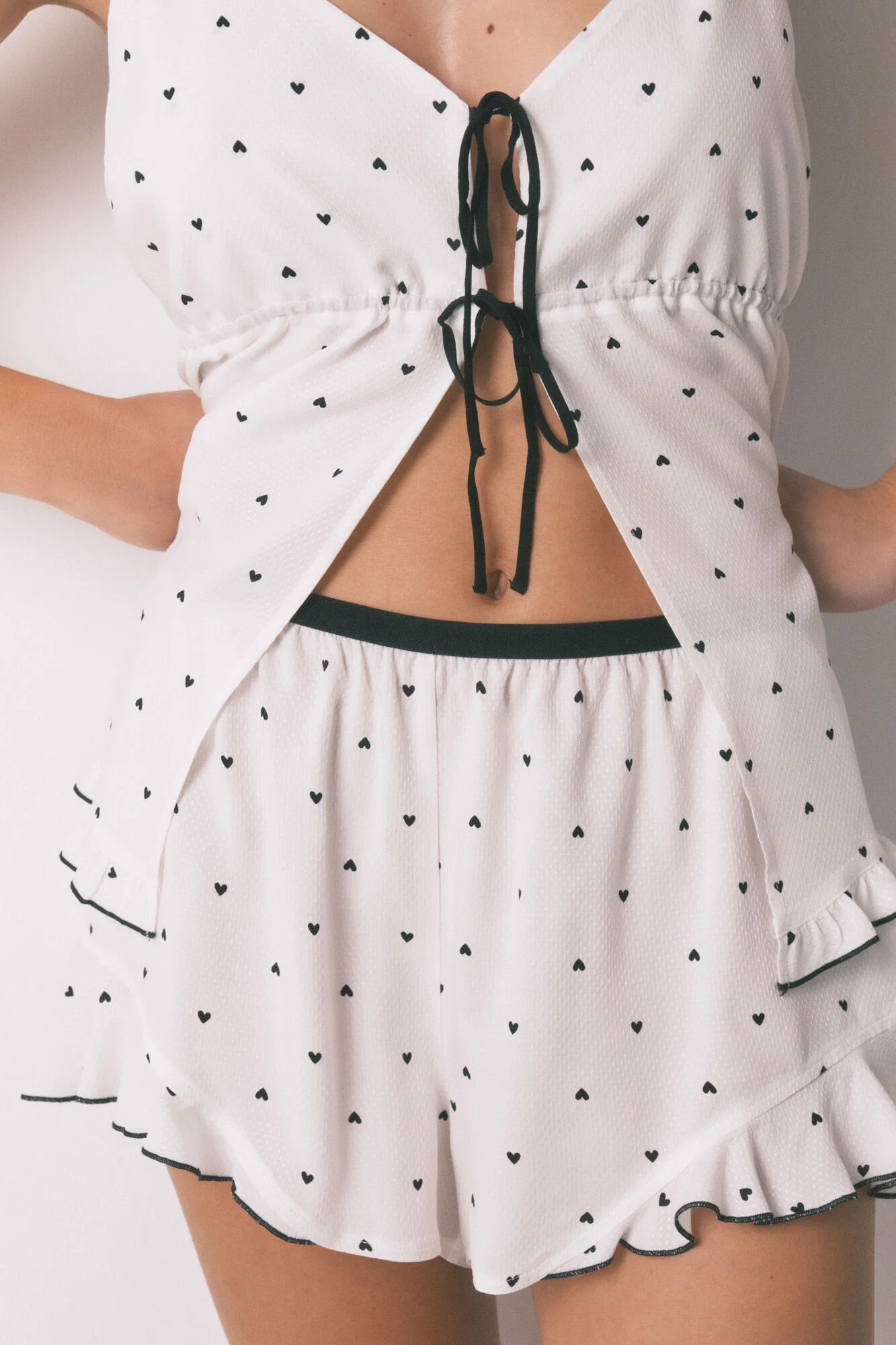 White strappy heart print short pyjamas - Image 8